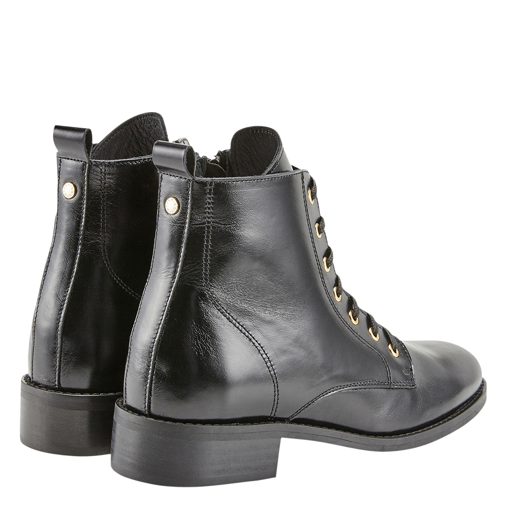 Flache Lackleder-Stiefeletten Schwarz