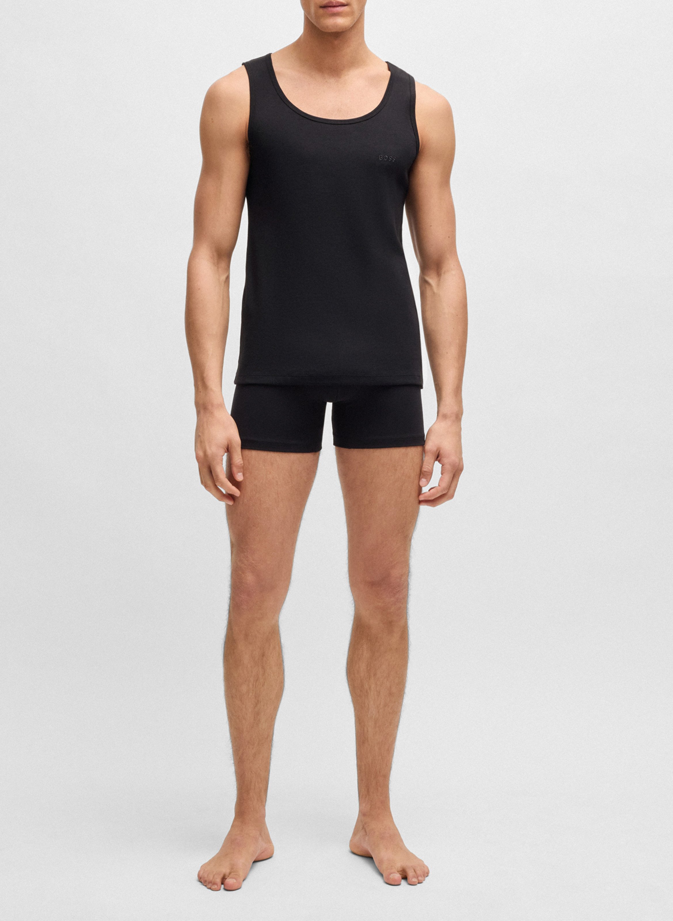 Set of three cotton tank tops BOSS Black