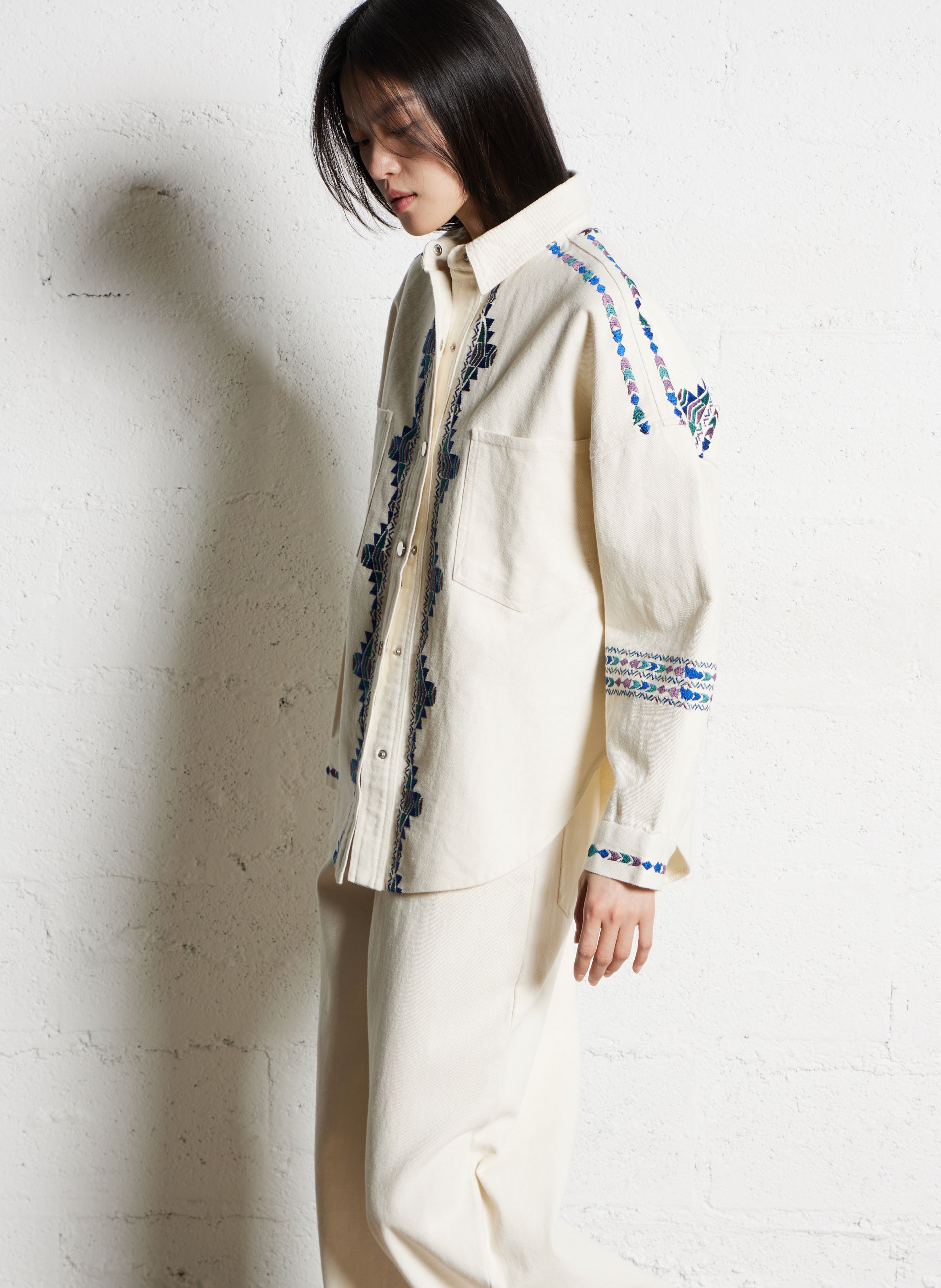 Veste col classique en coton LOLLYS LAUNDRY Beige