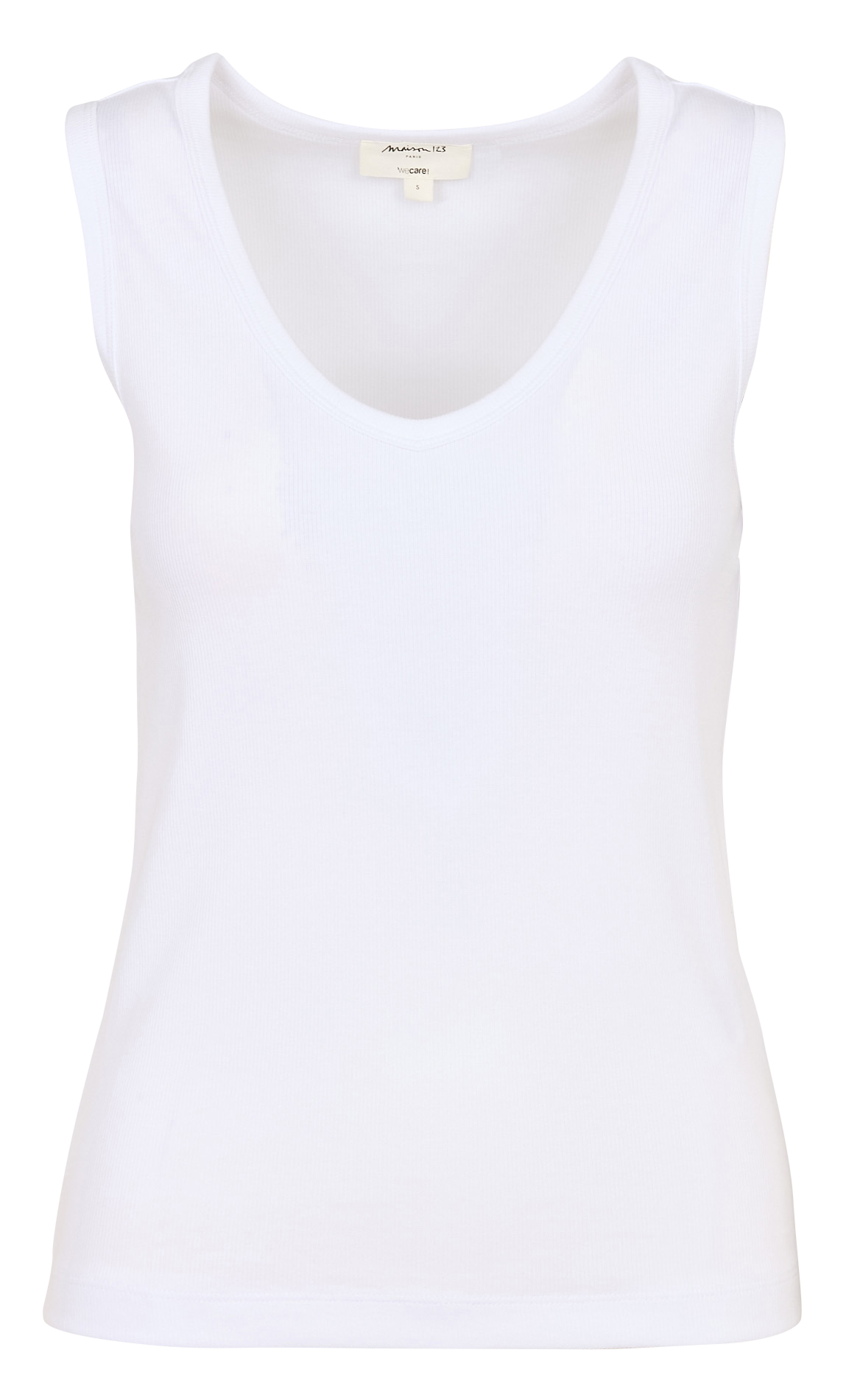 Ärmelloser Pullover aus Baumwoll-Mix mit V-Ausschnitt Weiss