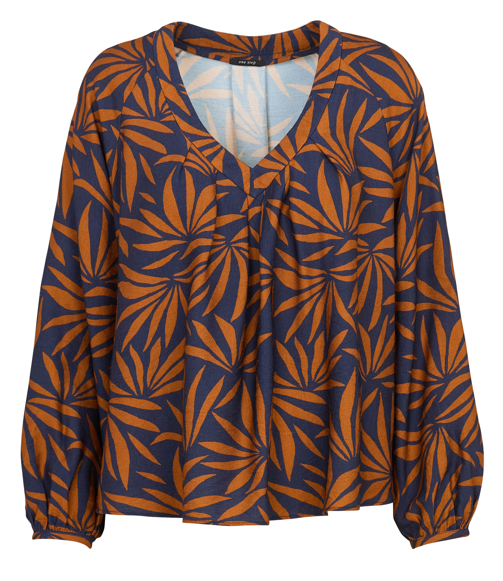 Blouse col V imprimée ONE STEP Bleu