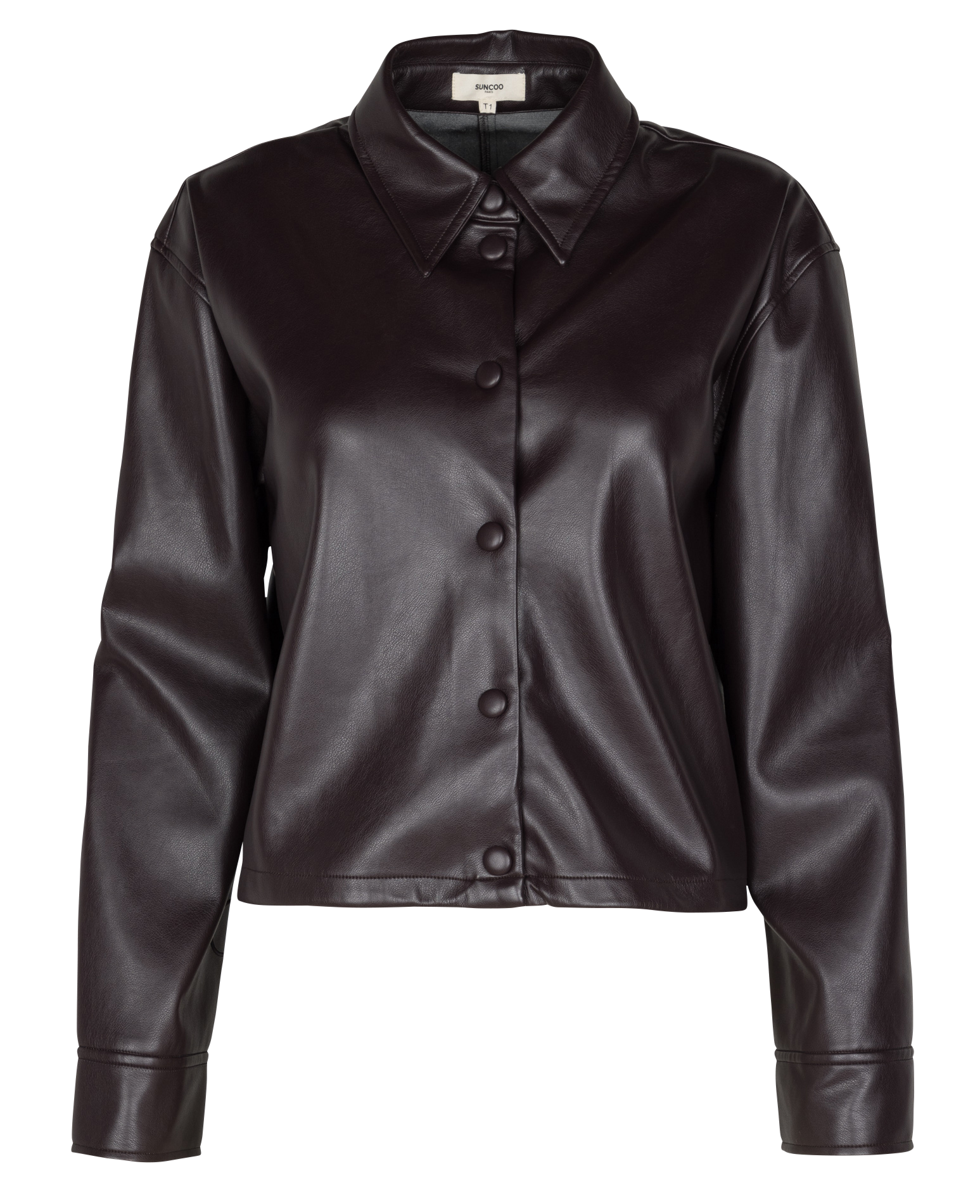 Short faux leather shirt Plums