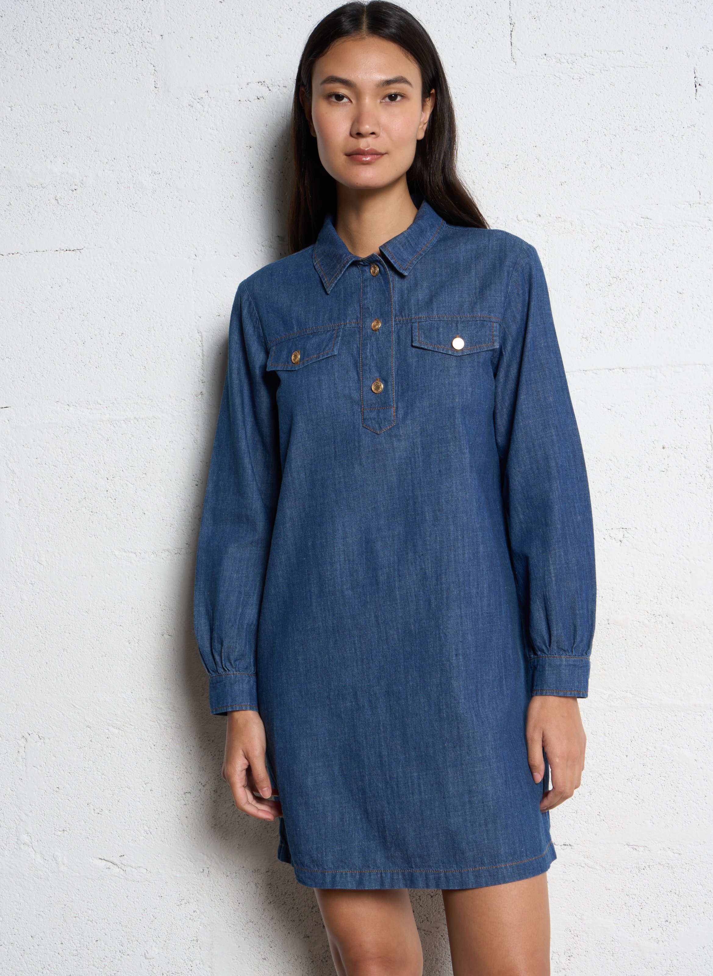 Straight cotton dress I CODE Blue