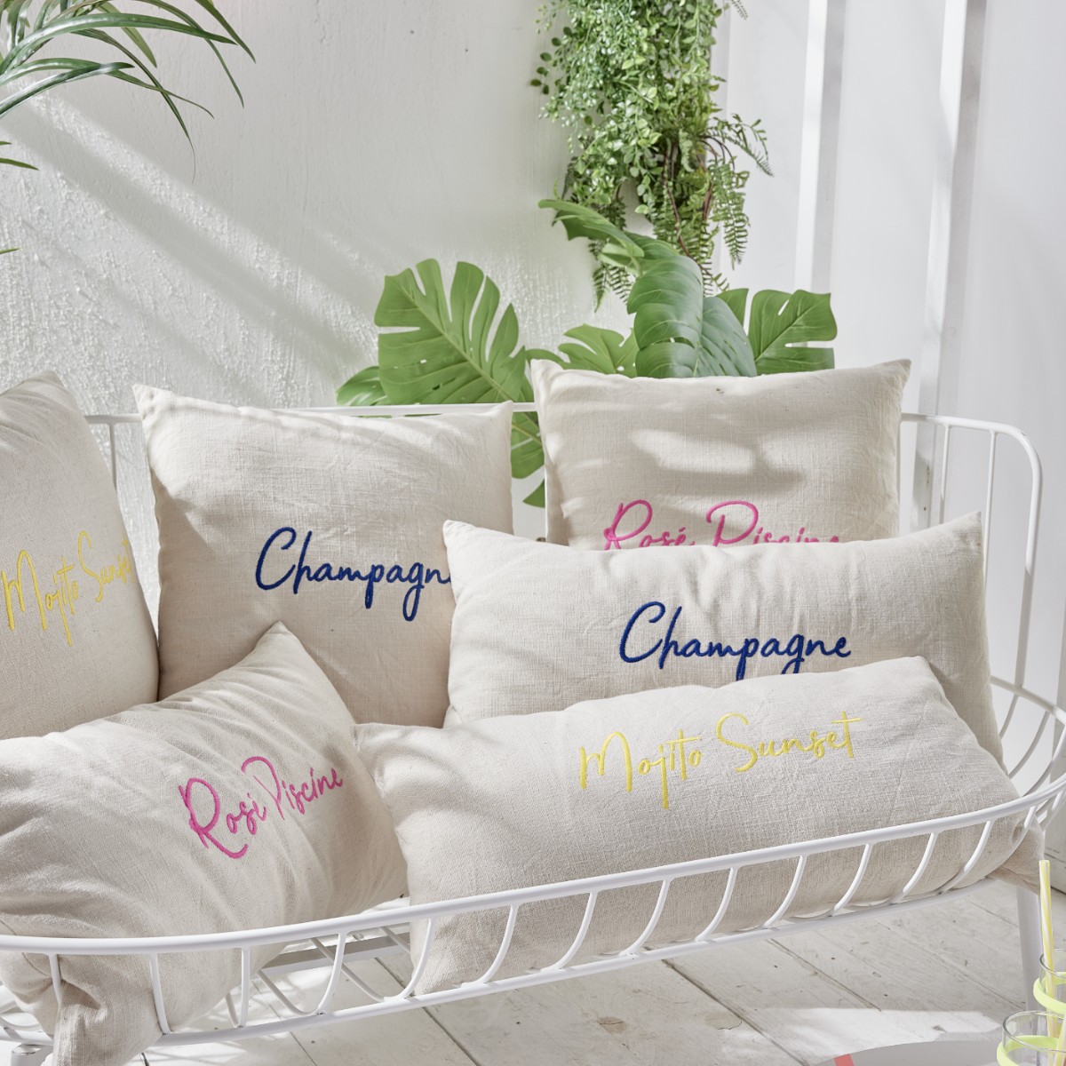 Set of 2 cotton removable cushion covers TODAY LINGE DE MAISON Yellow