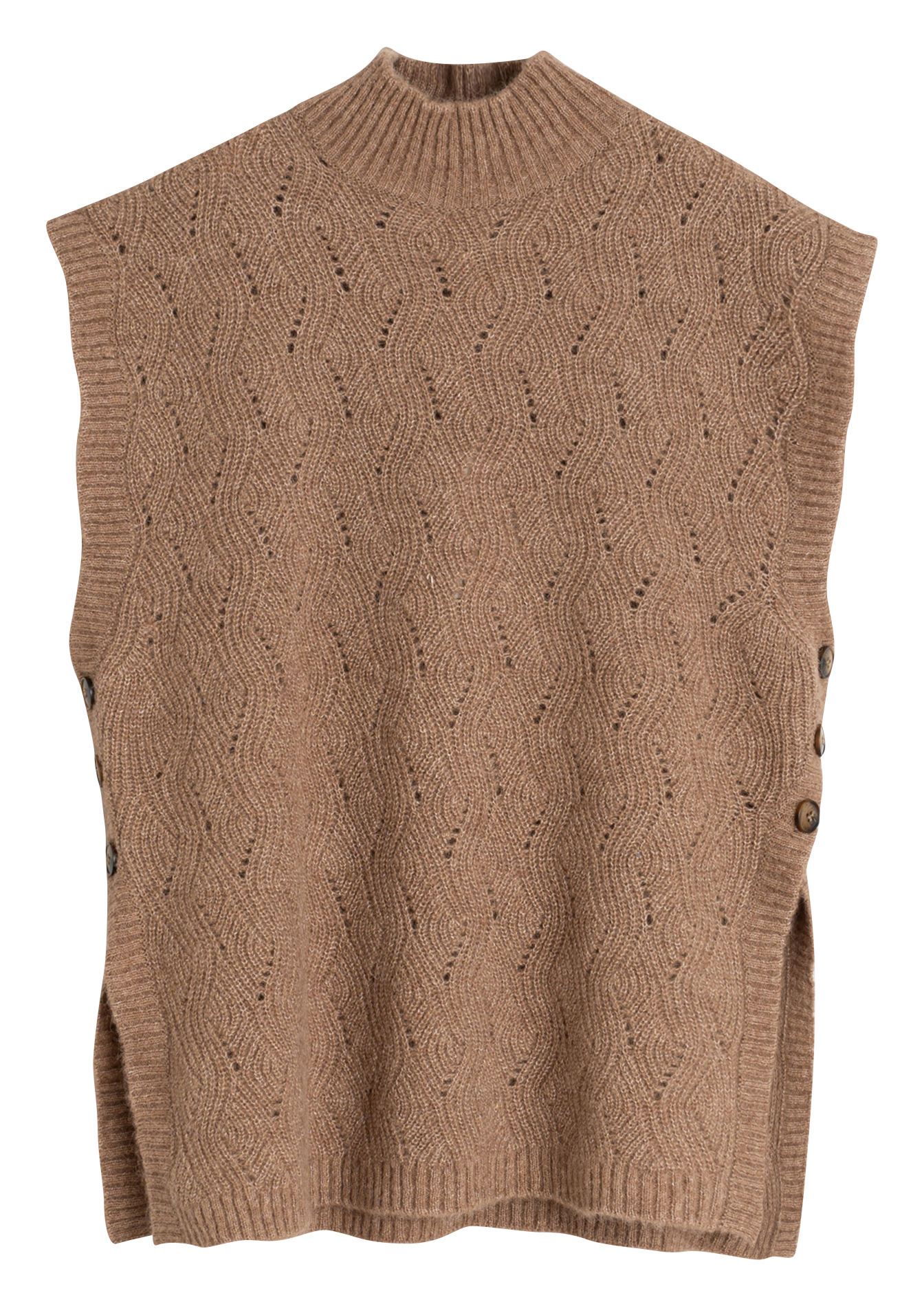 Pull col montant en laine mélangée INDI & COLD Marron