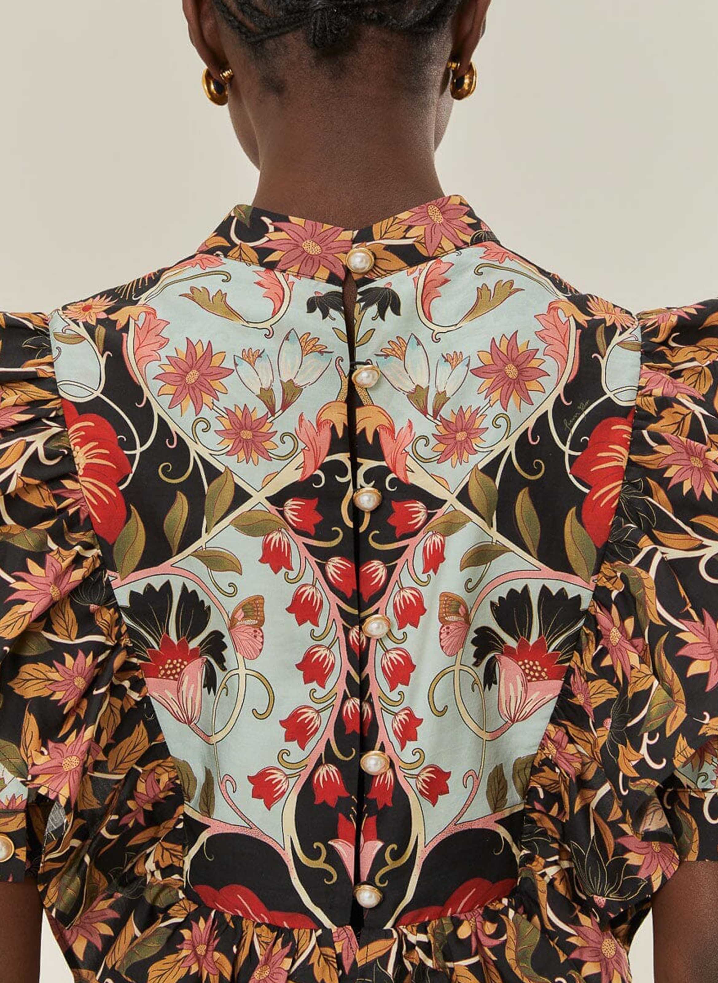 Robe midi col rond à imprimé floral FARM RIO Bleu