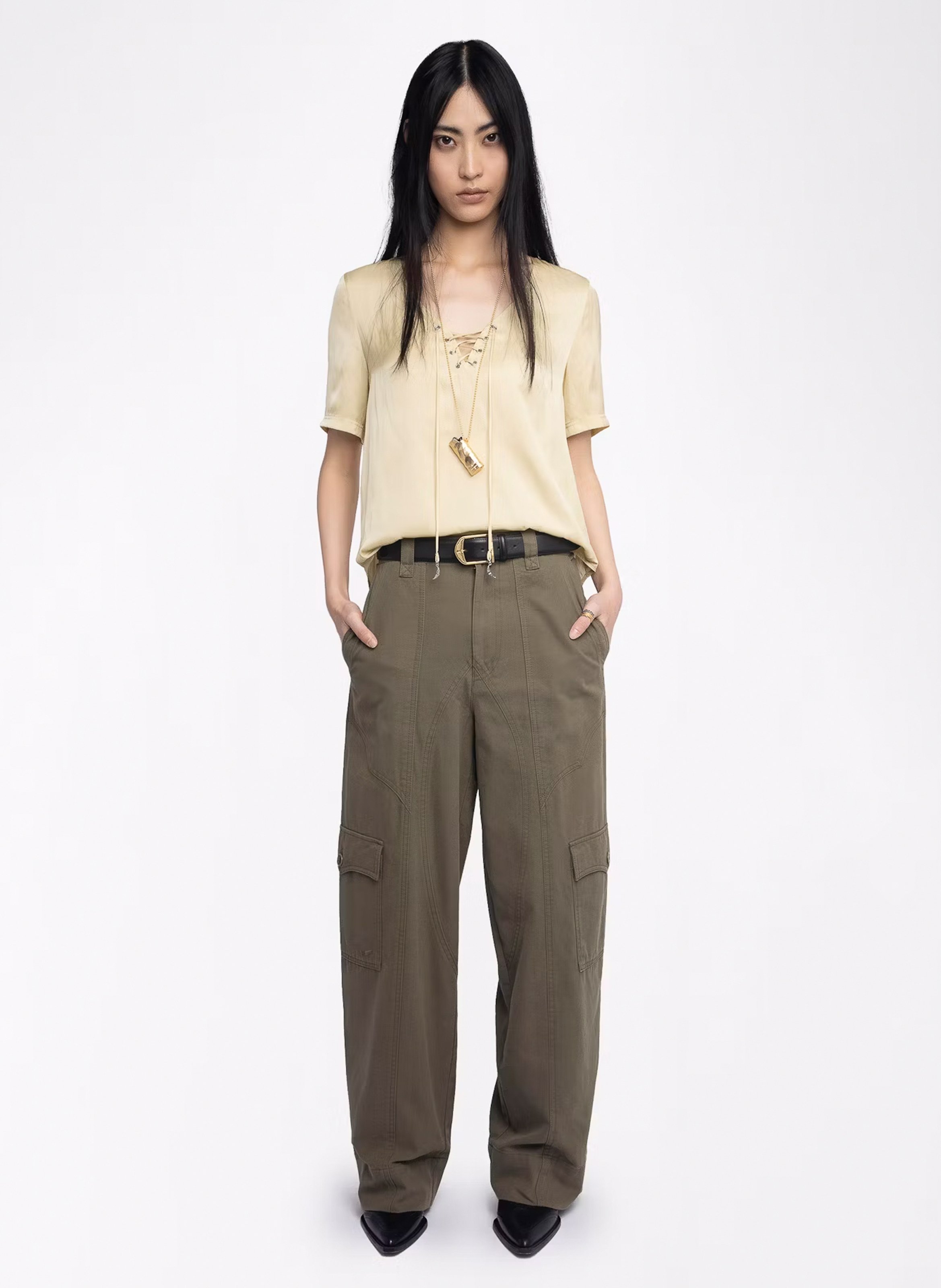 Top droit en satin ZADIG&VOLTAIRE Jaune