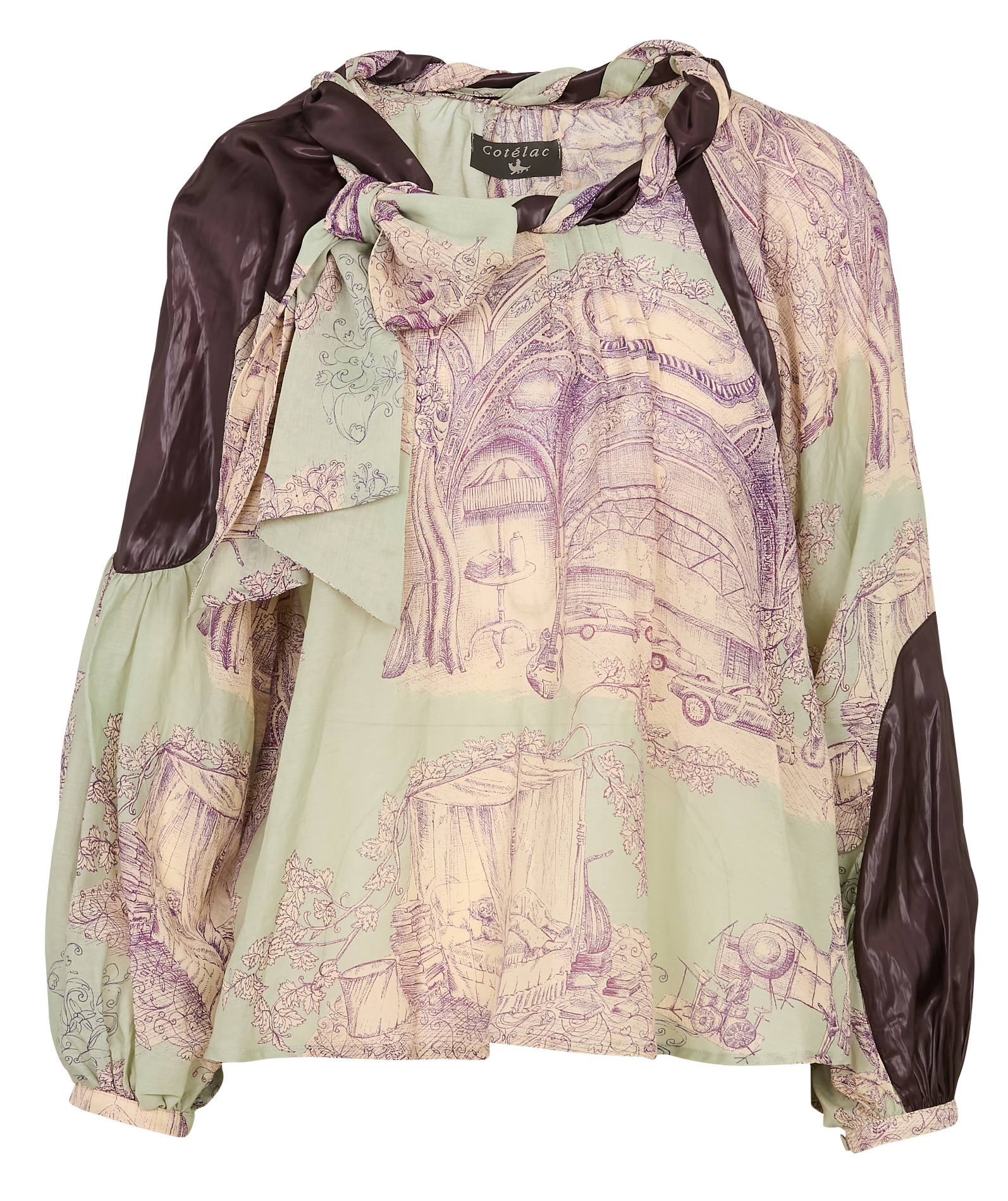 Blouse oversize en coton mélangé imprimé COTELAC Vert