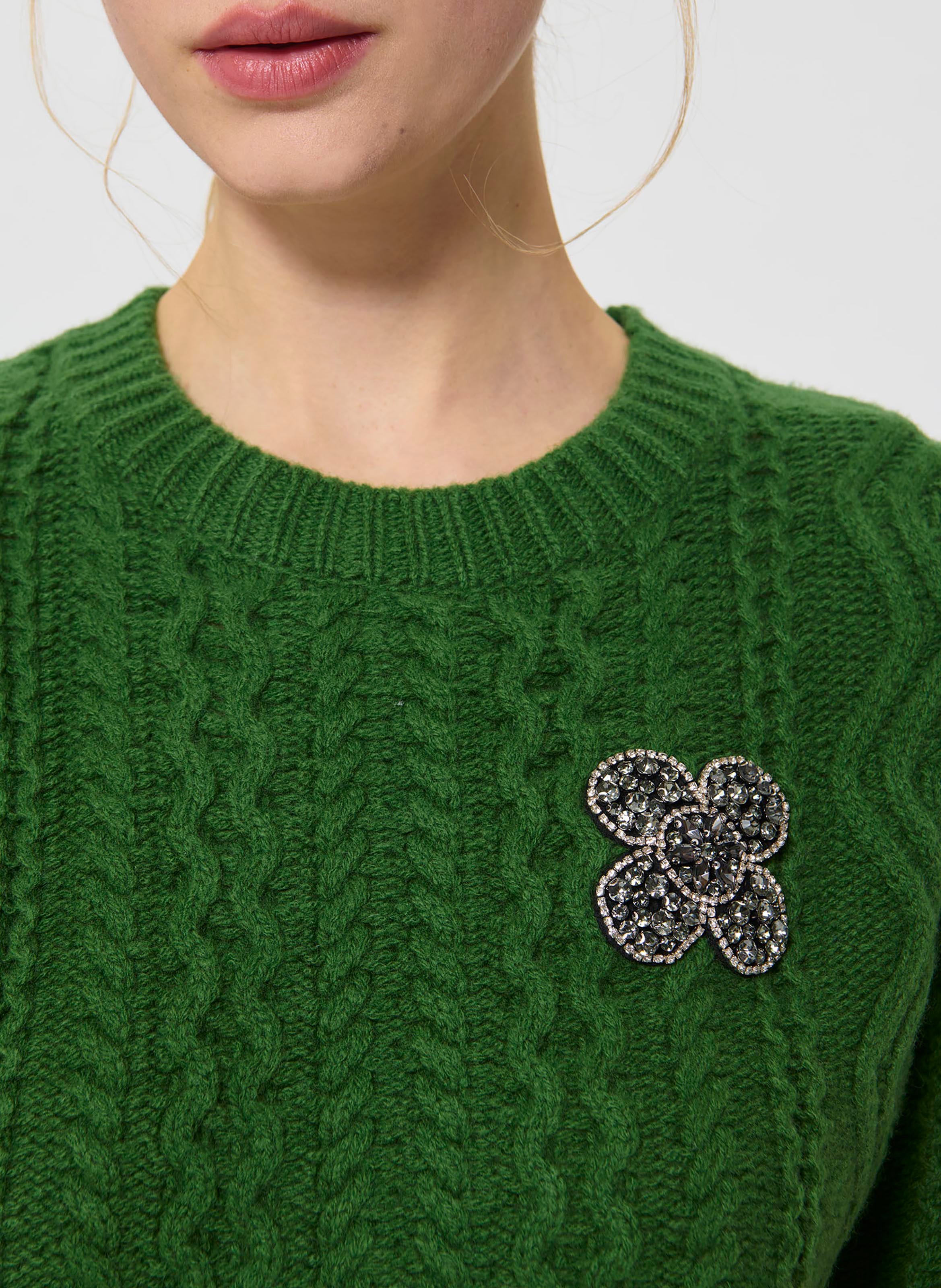 Pull col rond en laine TARA JARMON Vert