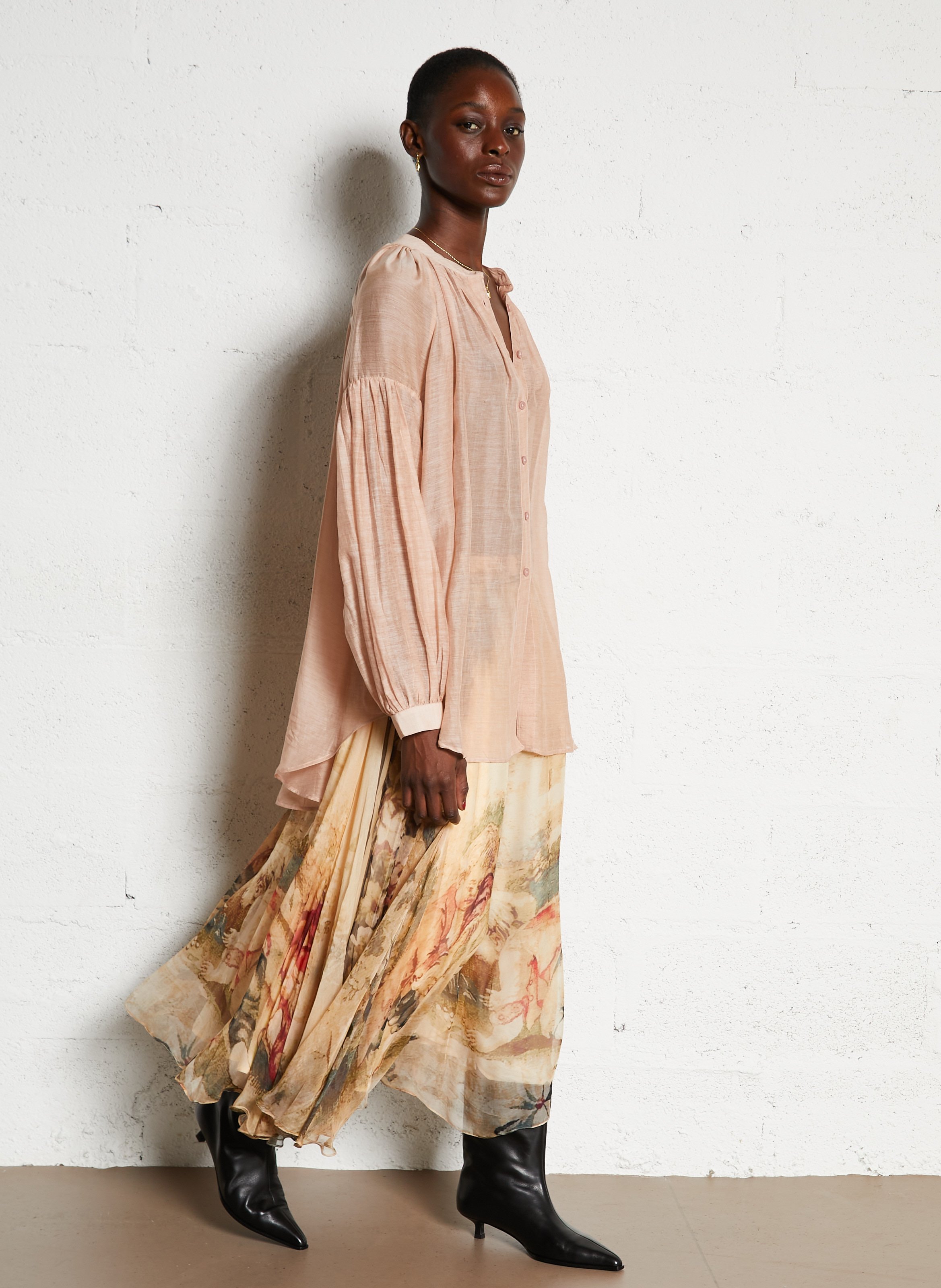 Blouse ample en coton et soie MES DEMOISELLES Rose