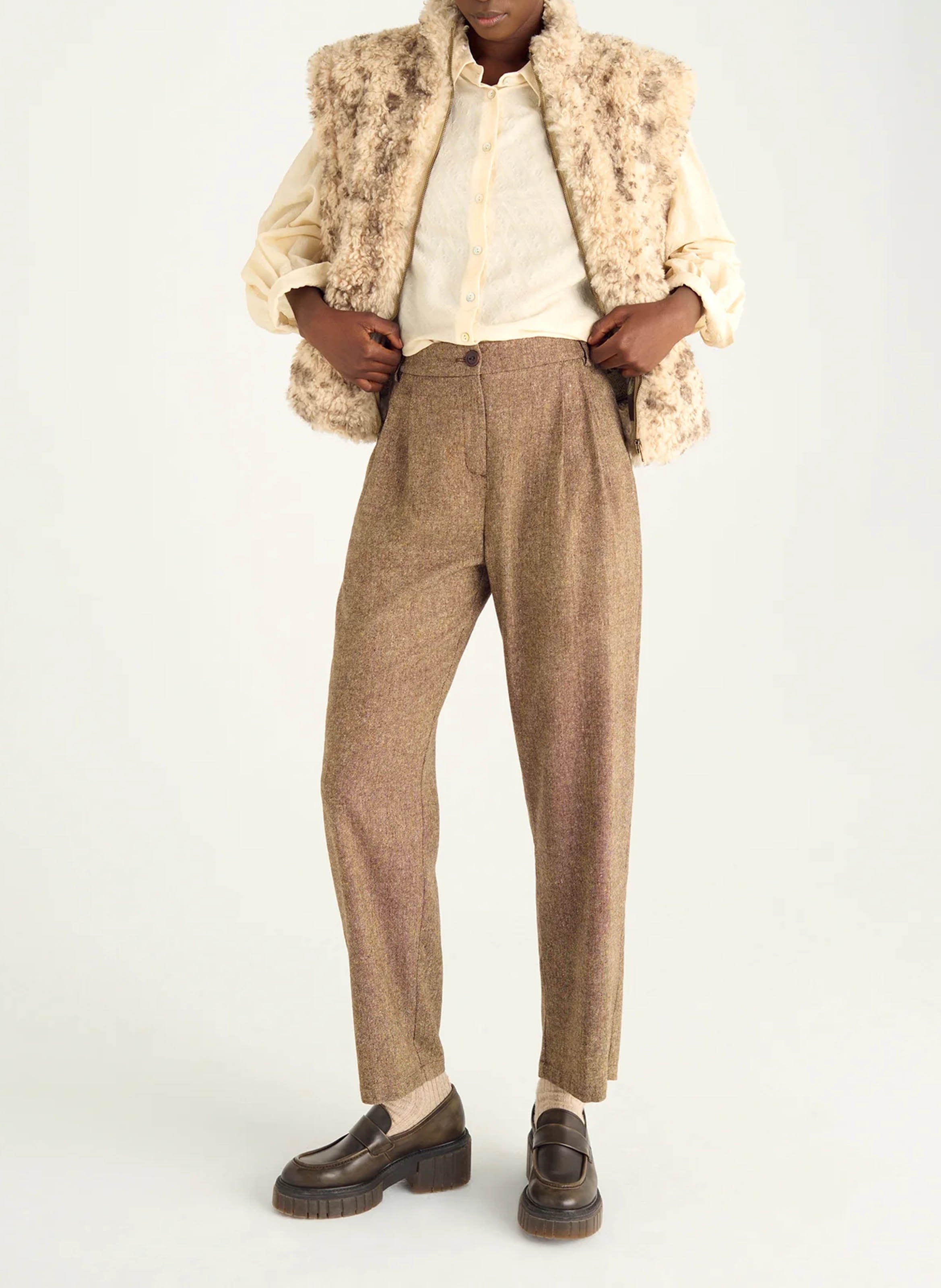 Marl straight-leg pants COTELAC Brown