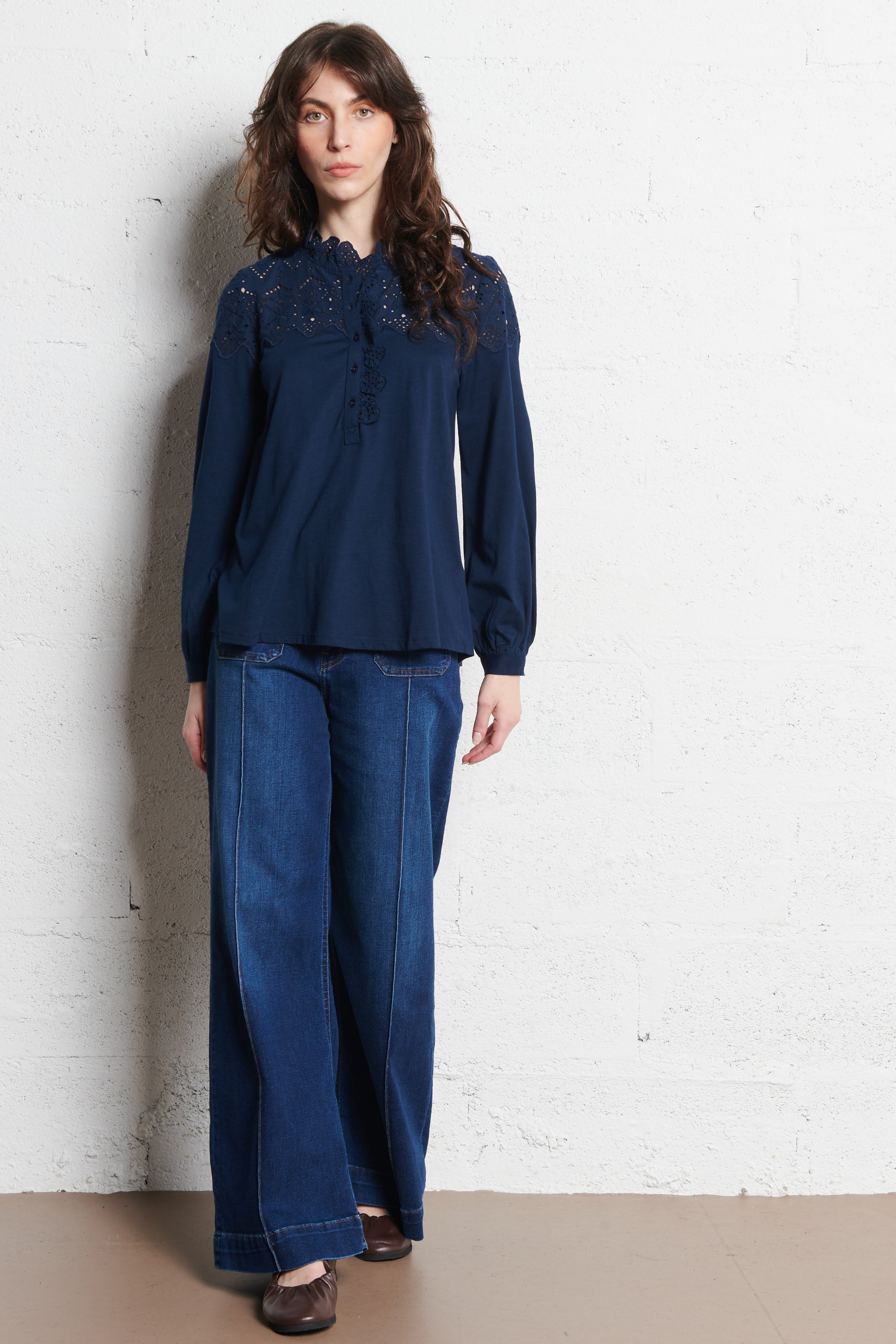 Top manches longues brodée SUD EXPRESS Bleu