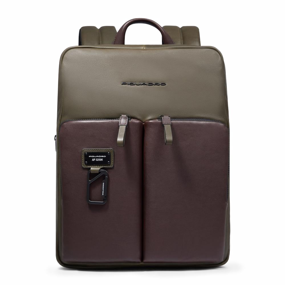 Slim backpack for computer and iPad® with shockproof and RFID protection, expandable PIQUADRO