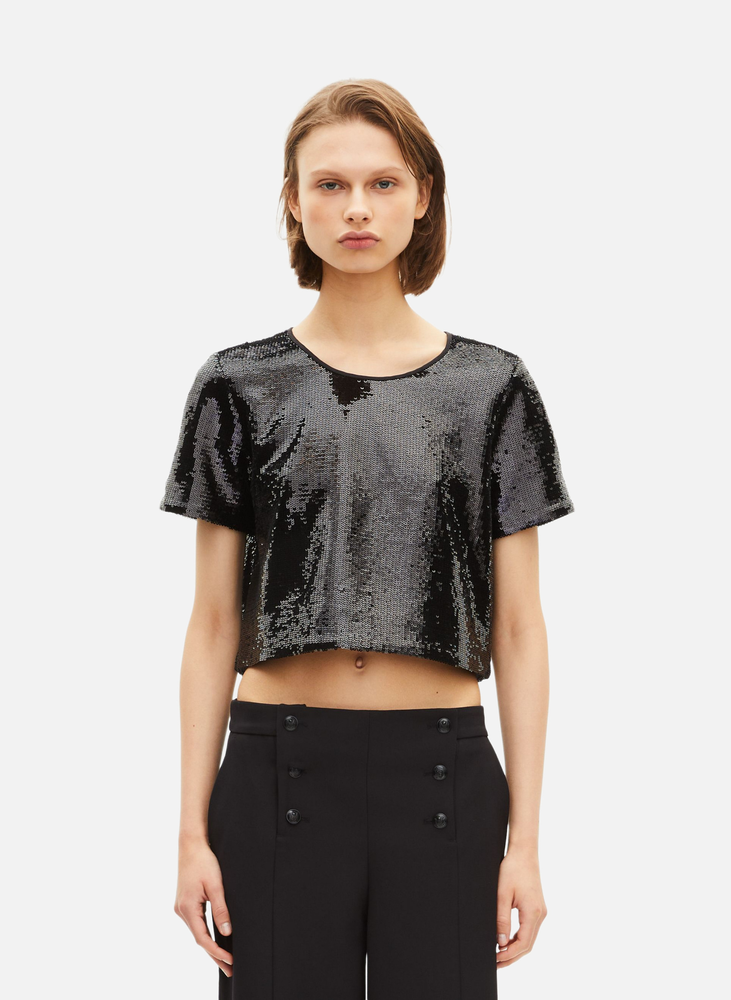 Sequinned top THE KOOPLES Black