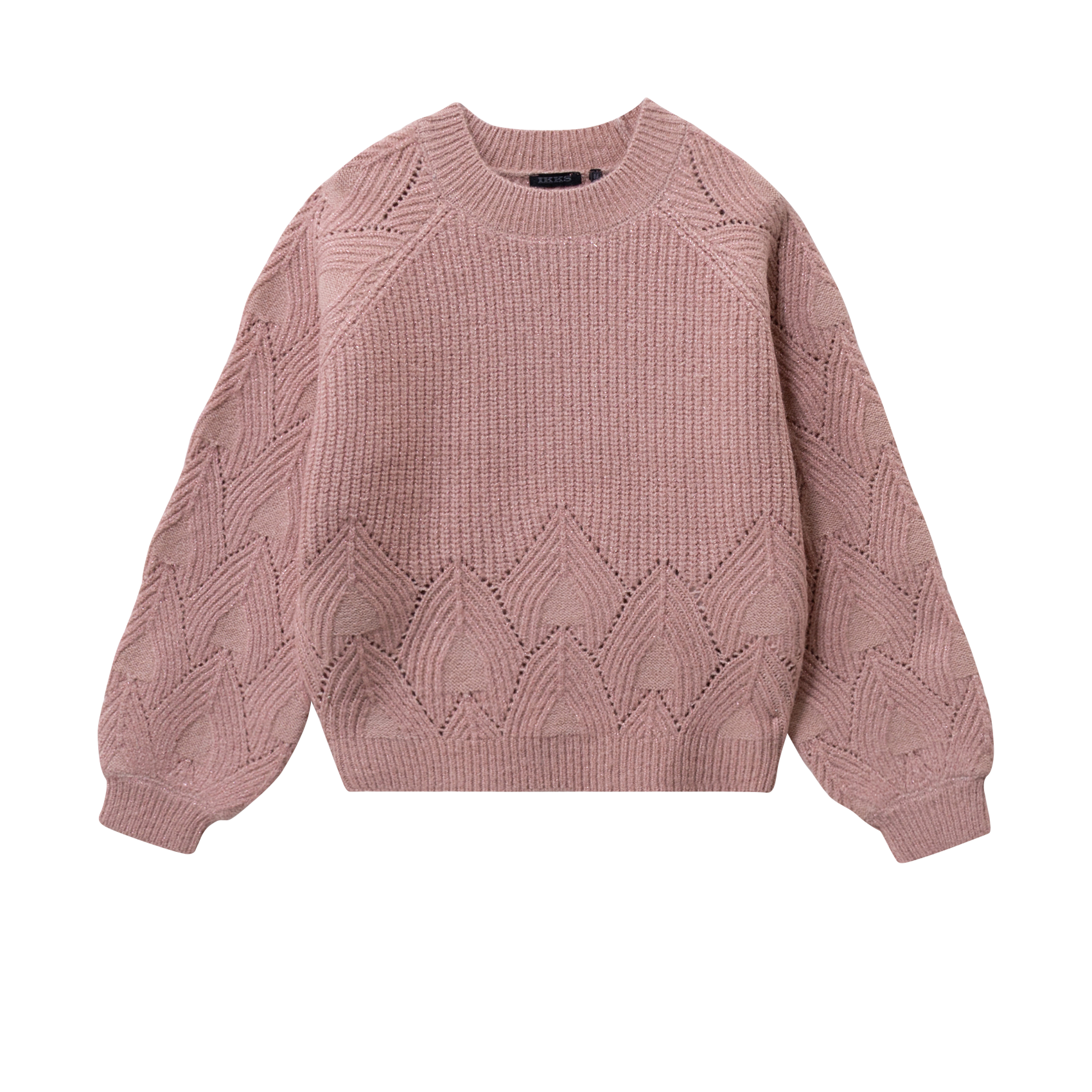 Pull col rond oversize en maille IKKS JUNIOR Rose