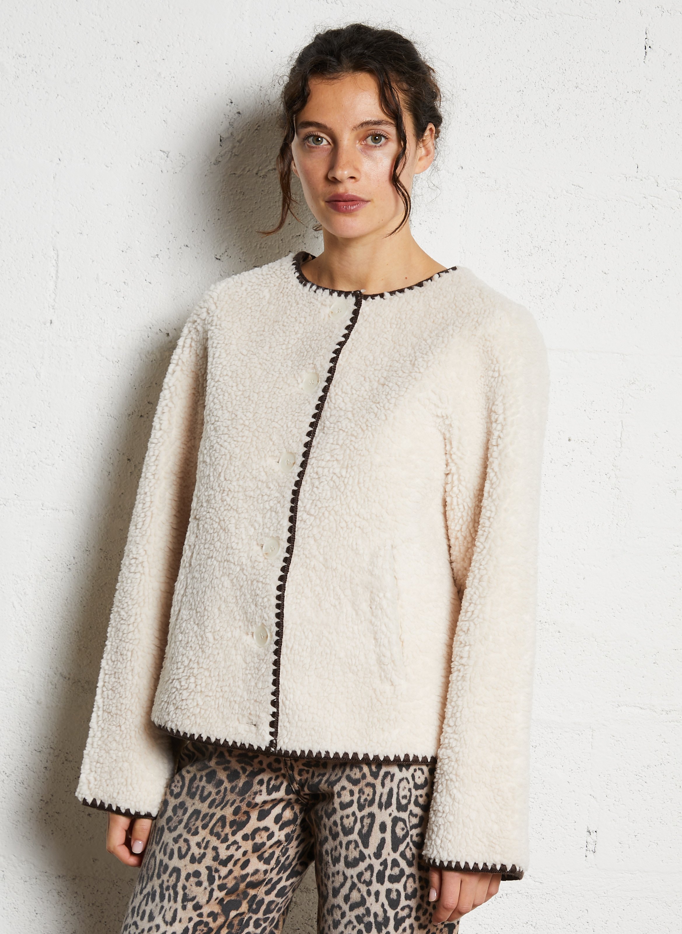 Jacke mit Rundhalsausschnitt und Pelzeffekt SUD EXPRESS Weiss