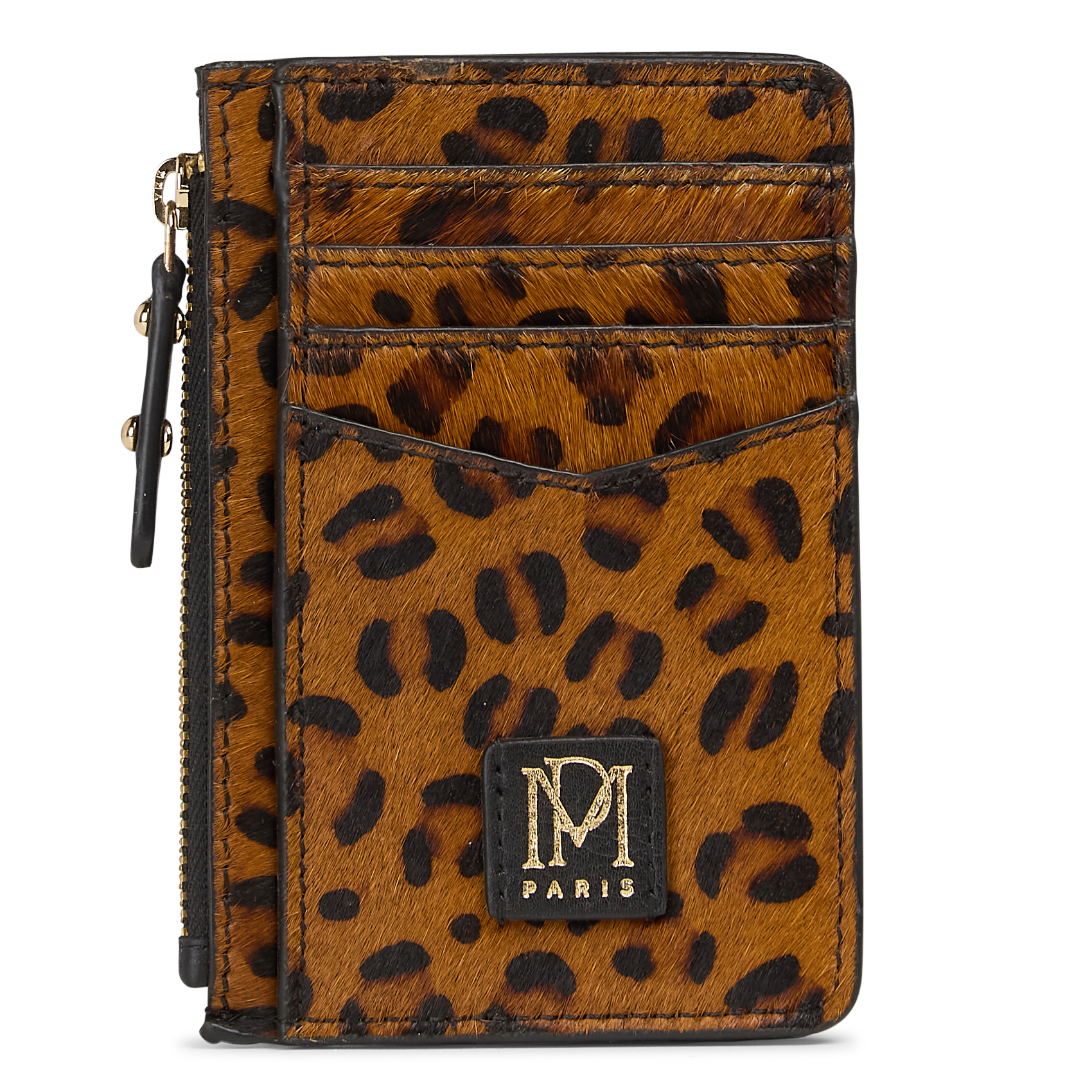 Printed leather card holder PETITE MENDIGOTE Brown