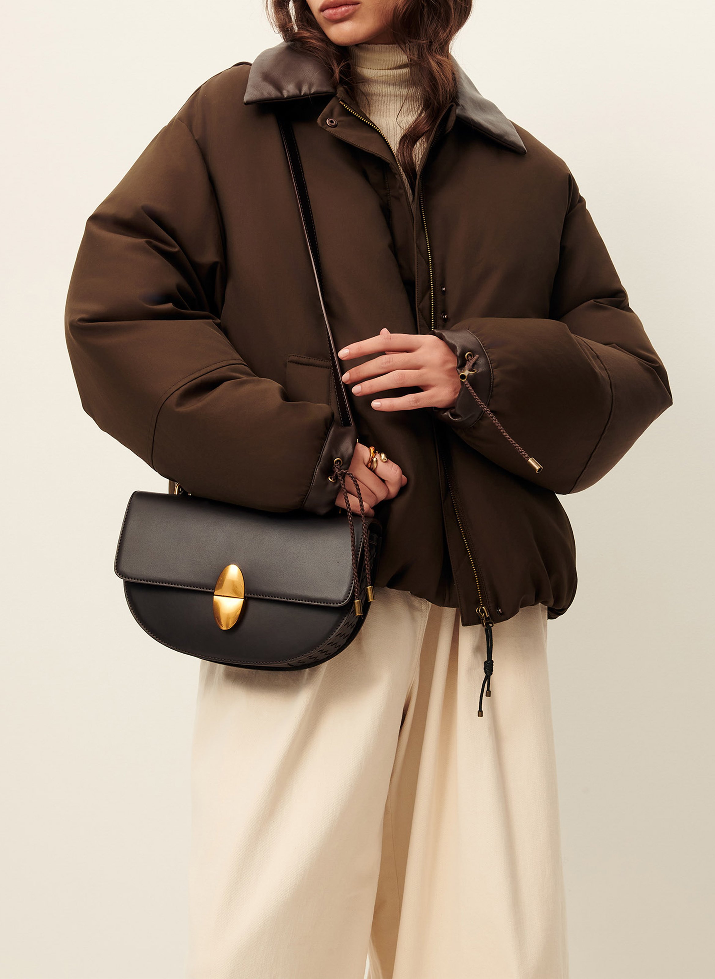 Manteau ample zippé uni SESSUN Kaki