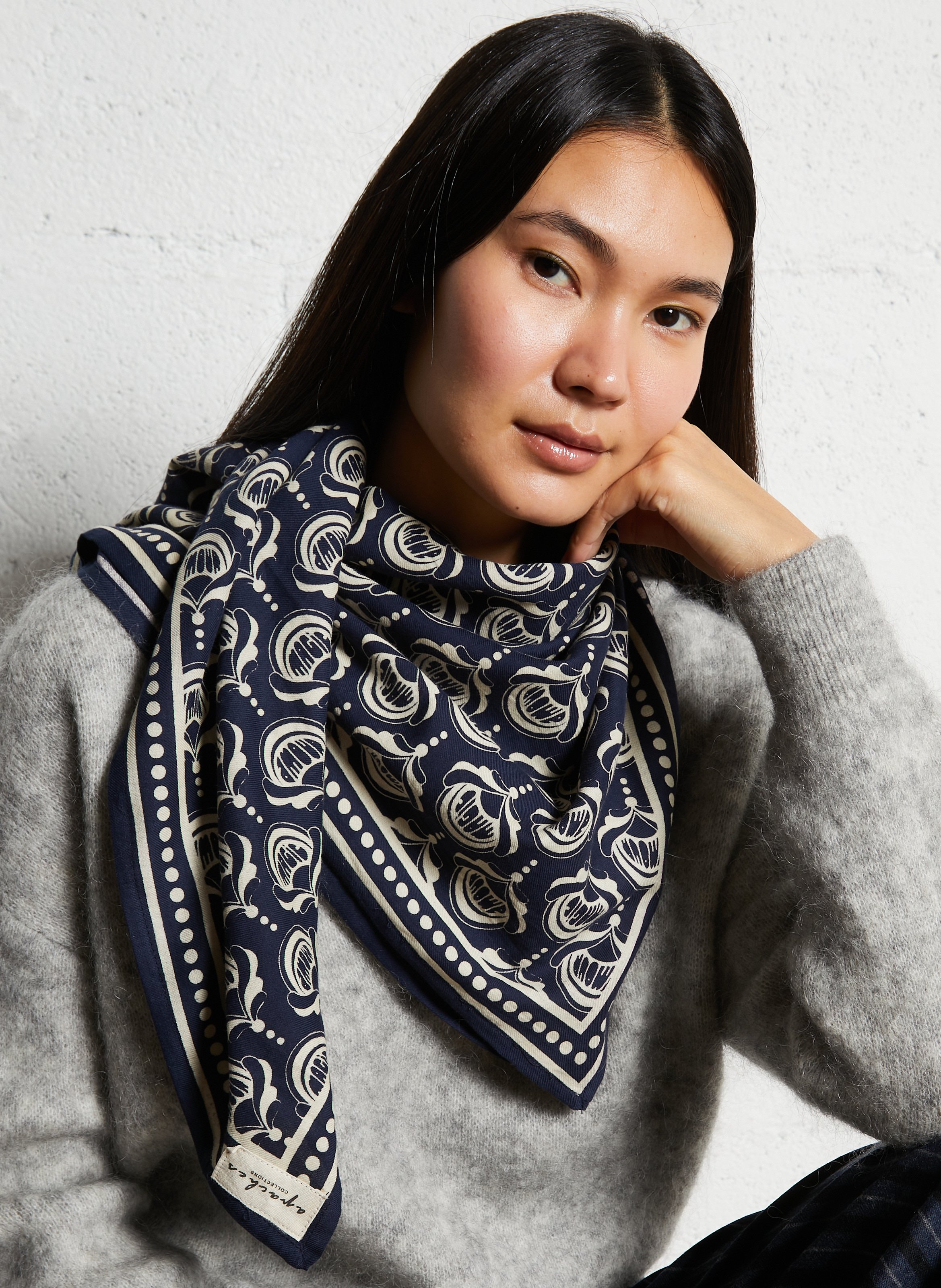 Cotton scarf APACHES COLLECTIONS Blue