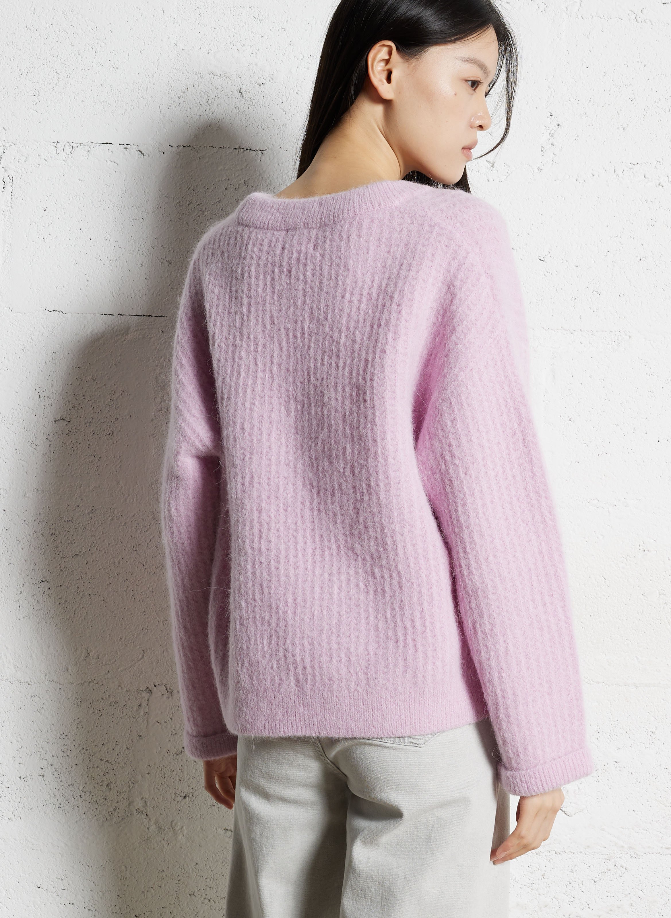 Pull oversize col rond en alpaga mélangé MAISON 123 Violet