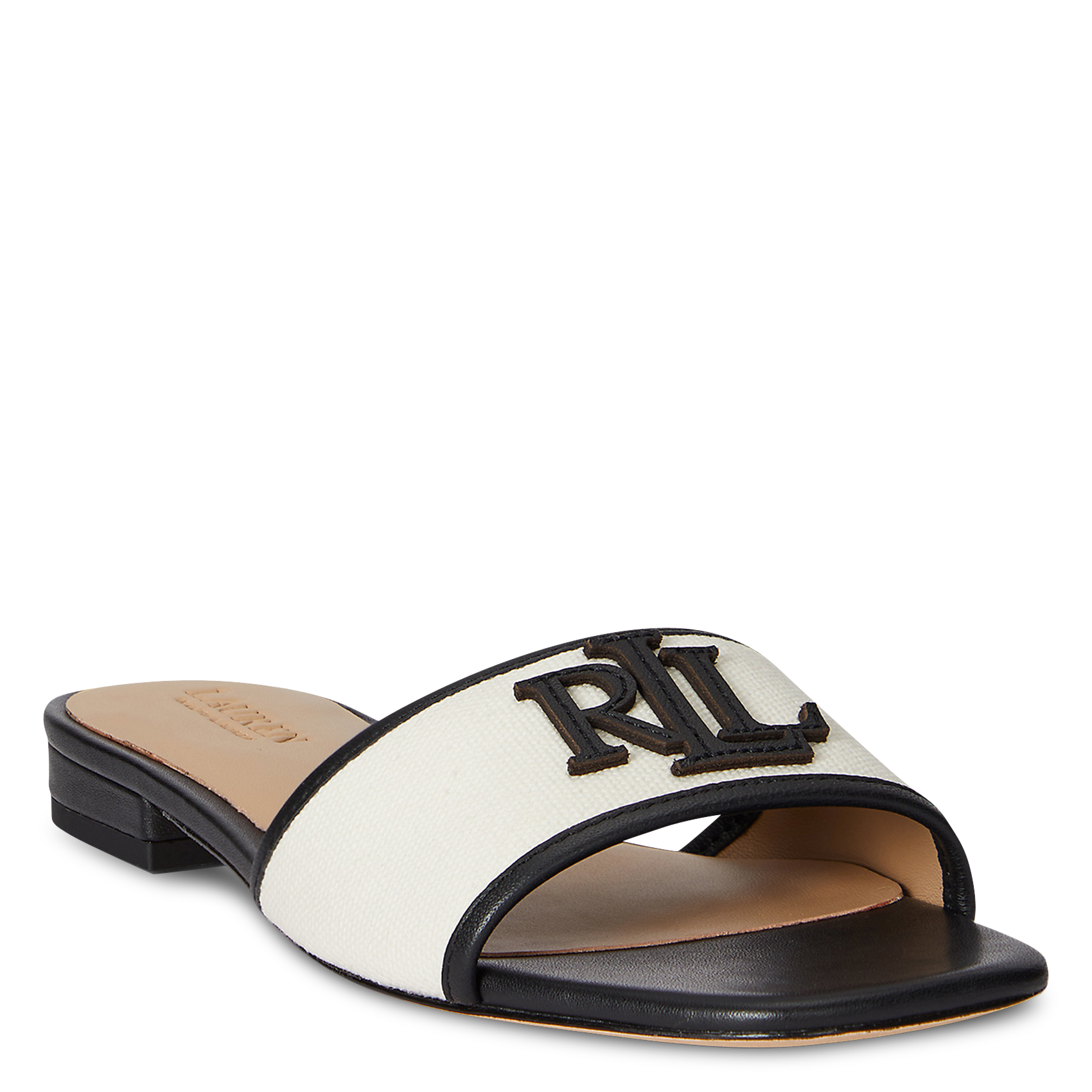 Sandales plates bicolore à logo POLO RALPH LAUREN Noir