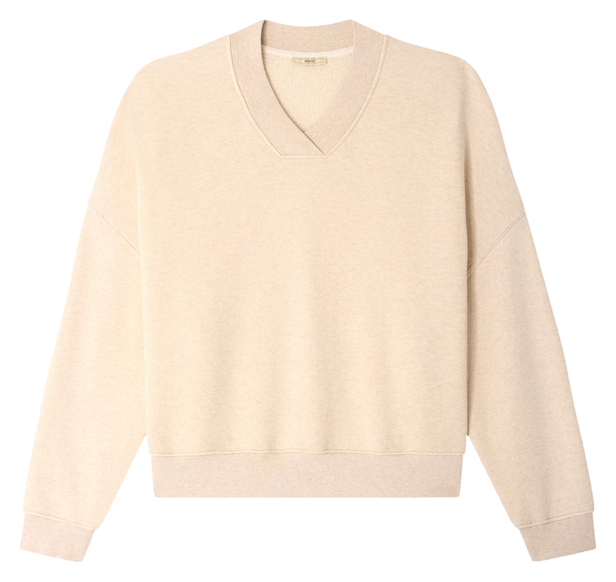 Oversize V-Ausschnitt Sweatshirt aus Baumwollmischung SESSUN Beige