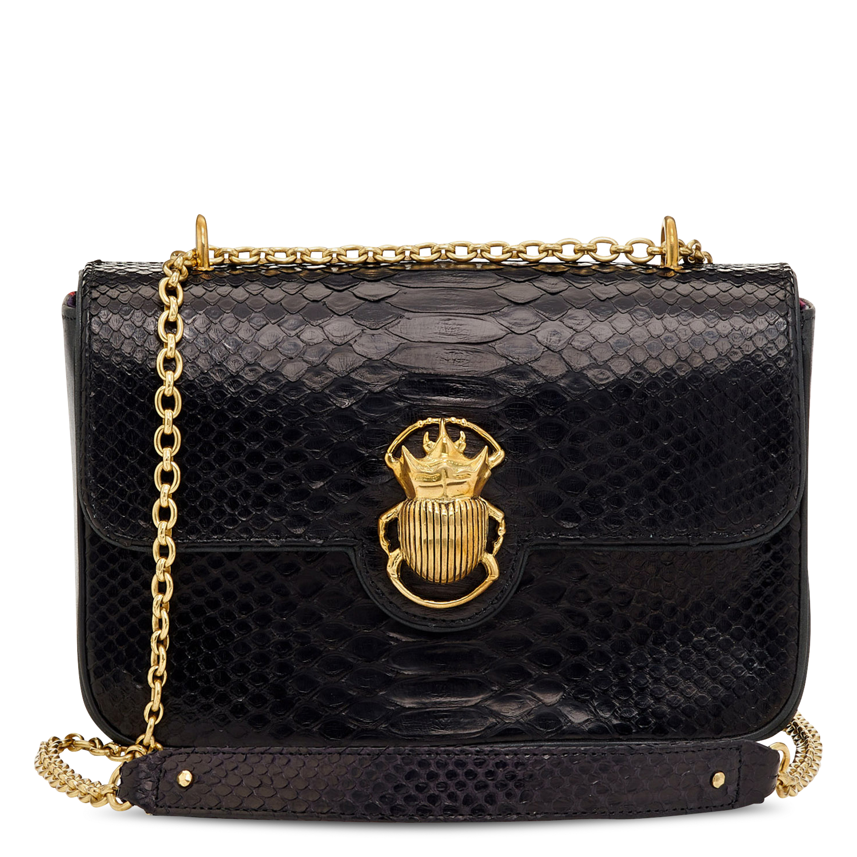 Schultertasche mit Kroko-Prägung CLARIS VIROT Schwarz