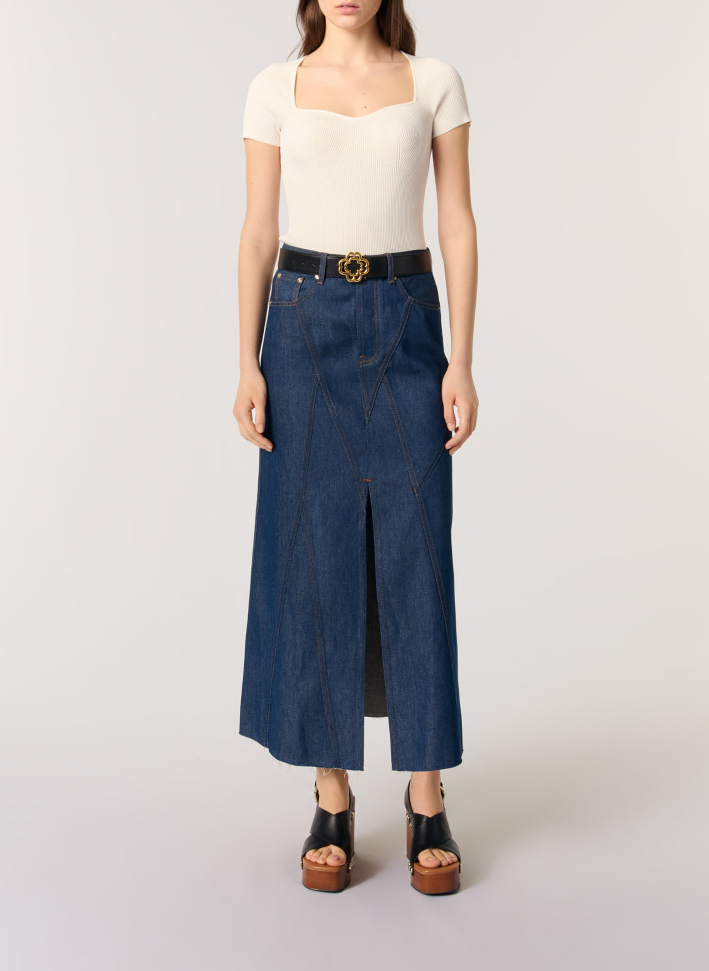 Top moulant en maille MAJE Beige