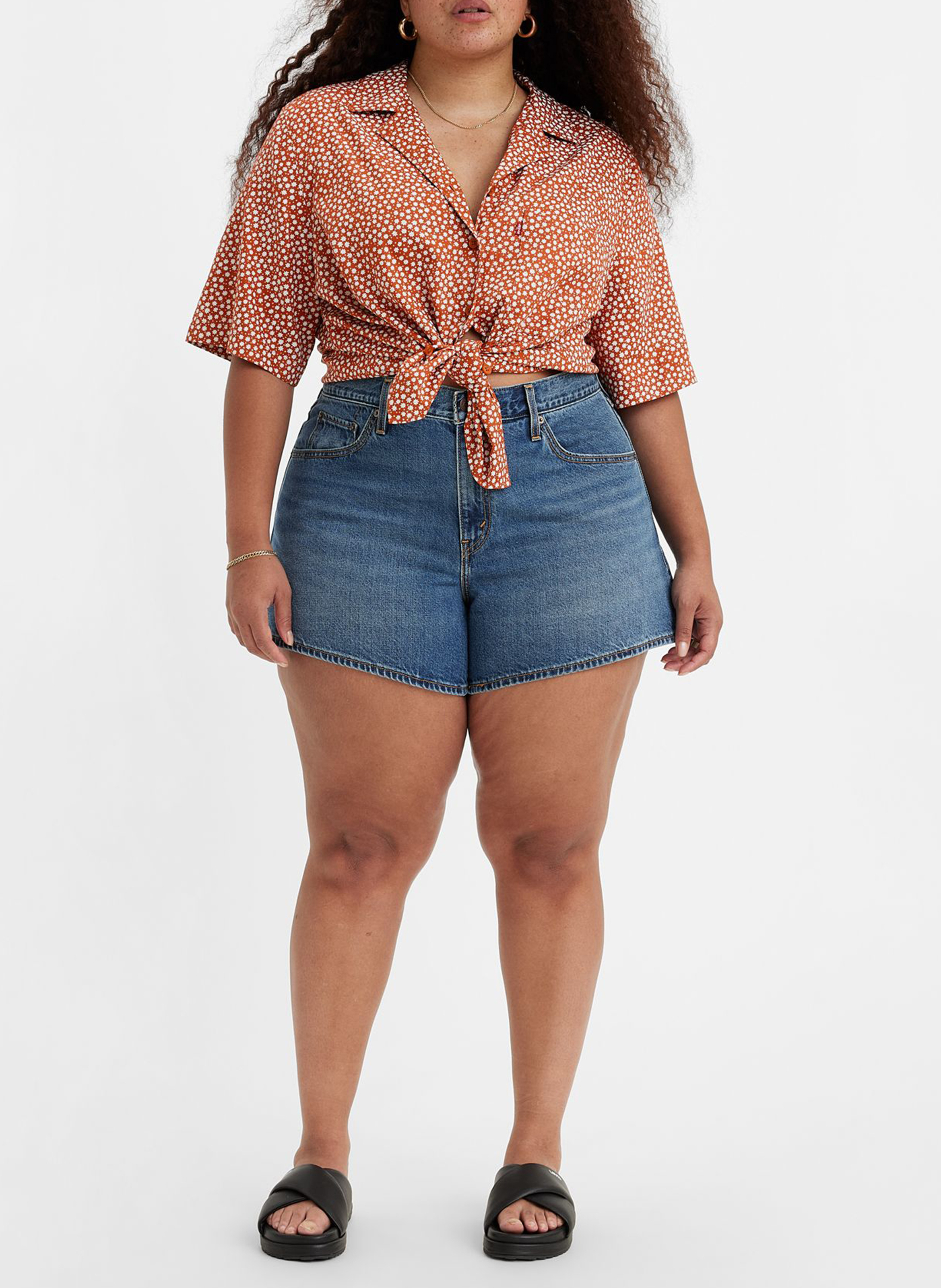 Short en jean taille haute LEVI'S Noir