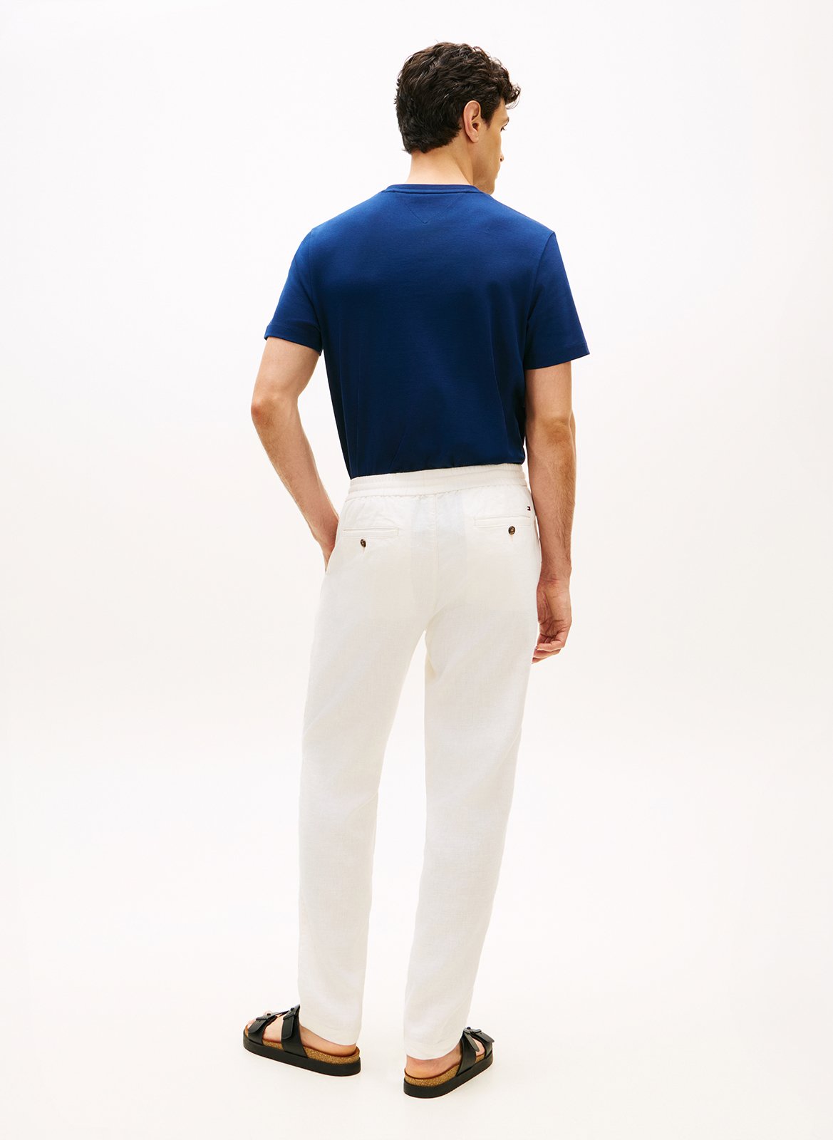 Solid slim linen blend trousers TOMMY HILFIGER Yellow