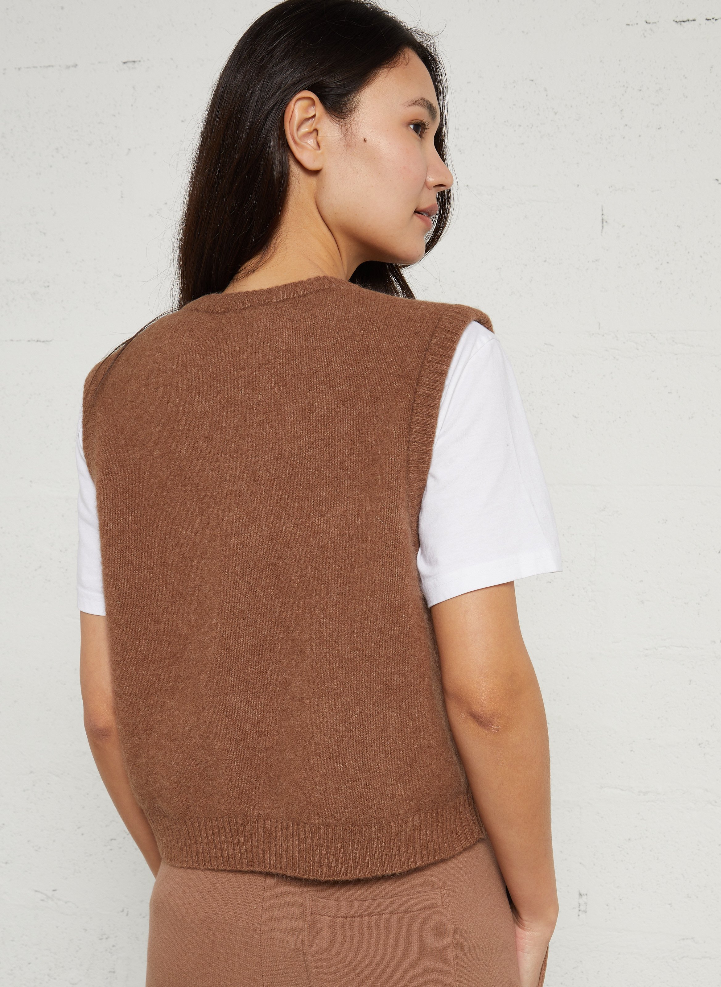 Long wool-blend knit cardigan AMERICAN VINTAGE Brown