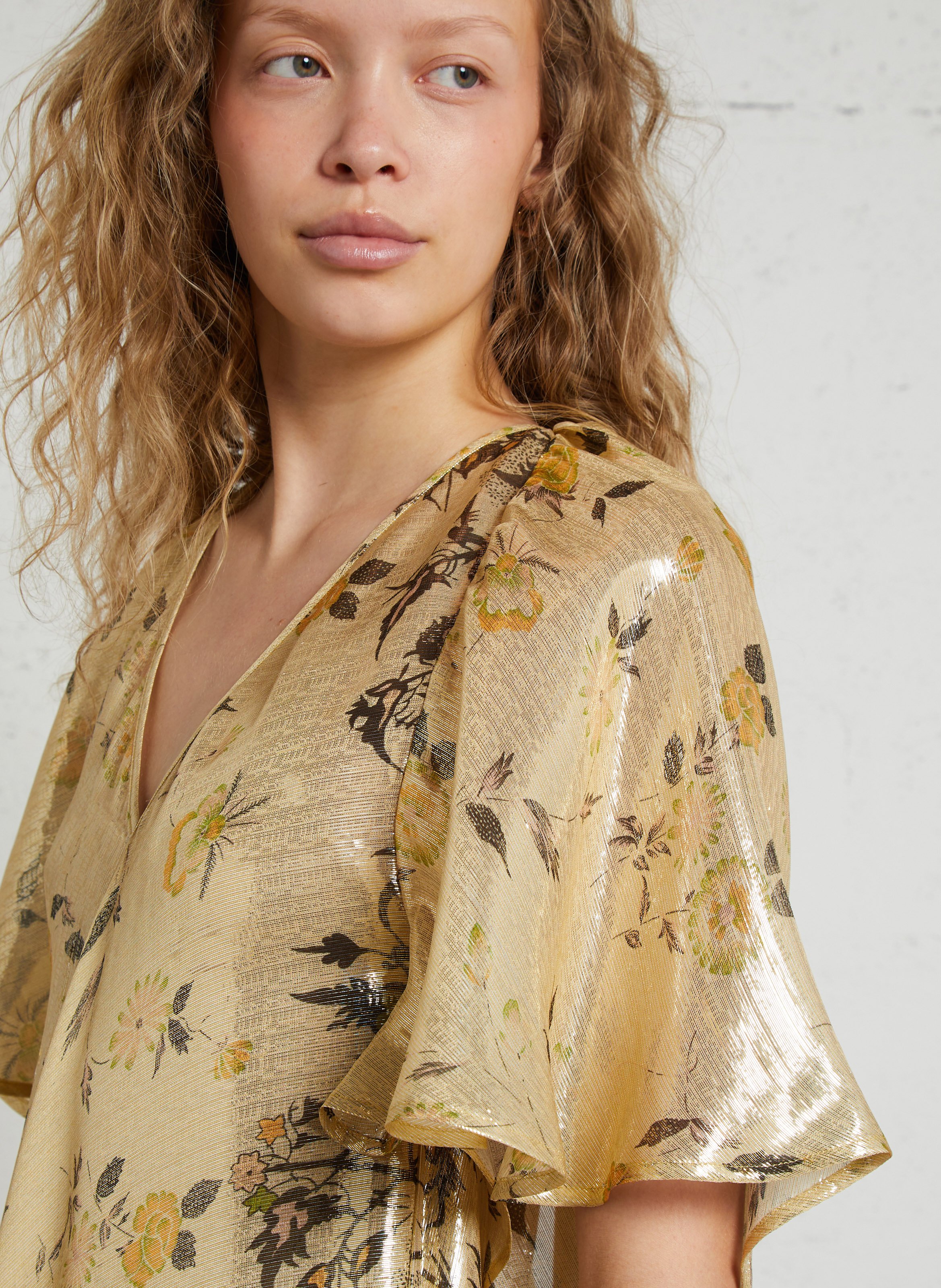 Long printed silk-blend V-neck dress MES DEMOISELLES Multicolored