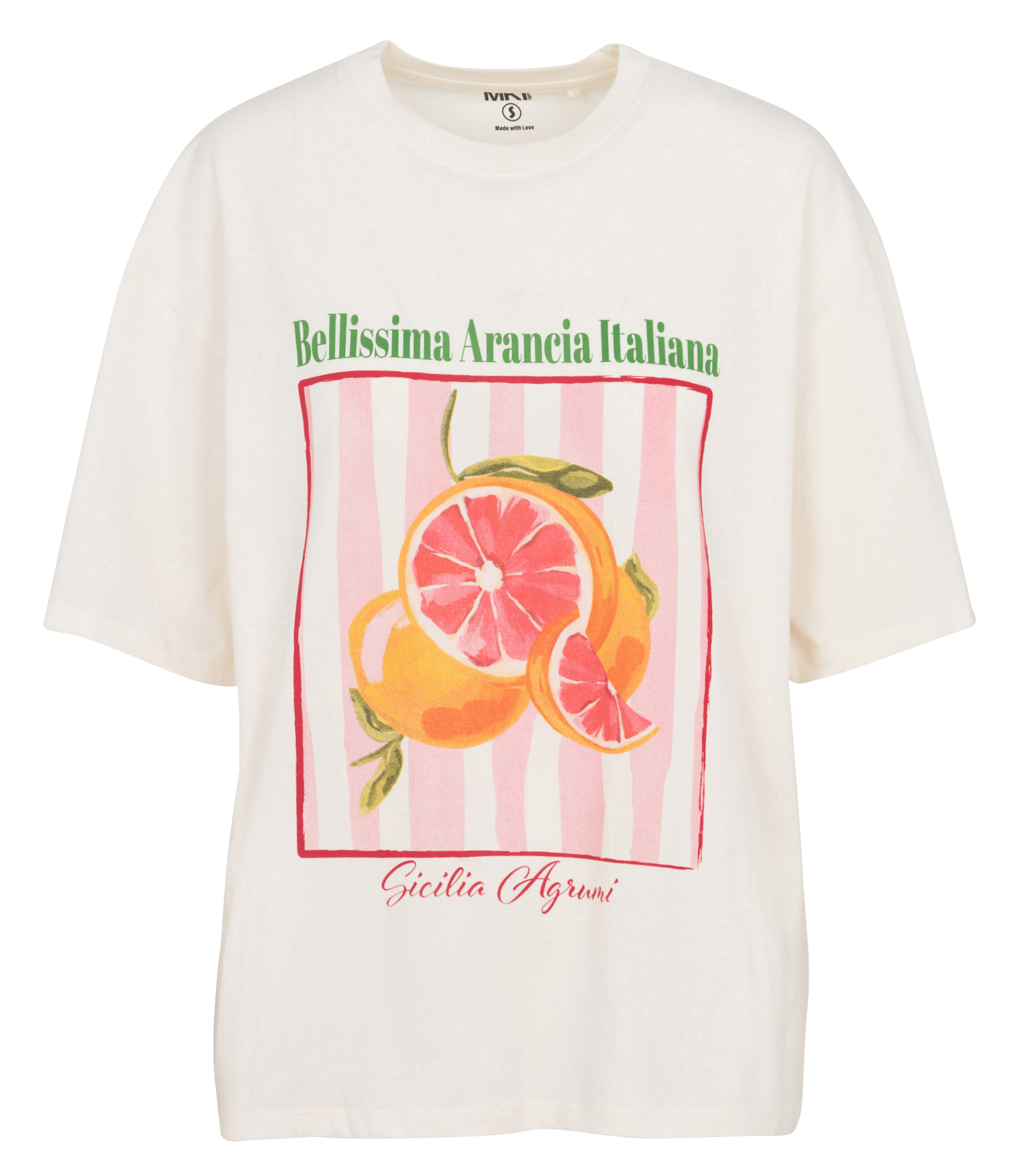 Straight round neck printed cotton t-shirt MKT Beige