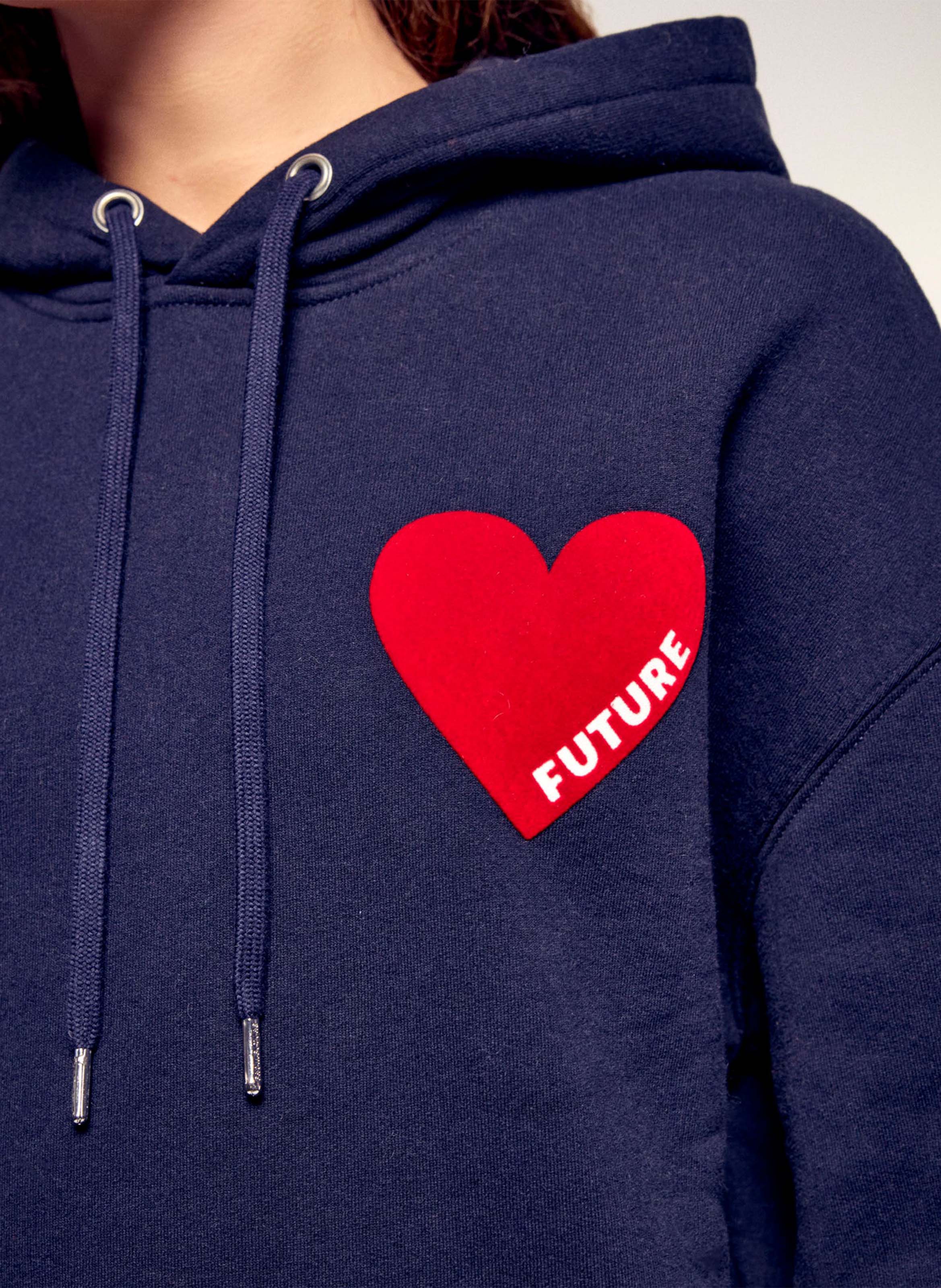 Straight sweatshirt with heart flocked on the front FROM FUTURE Blue