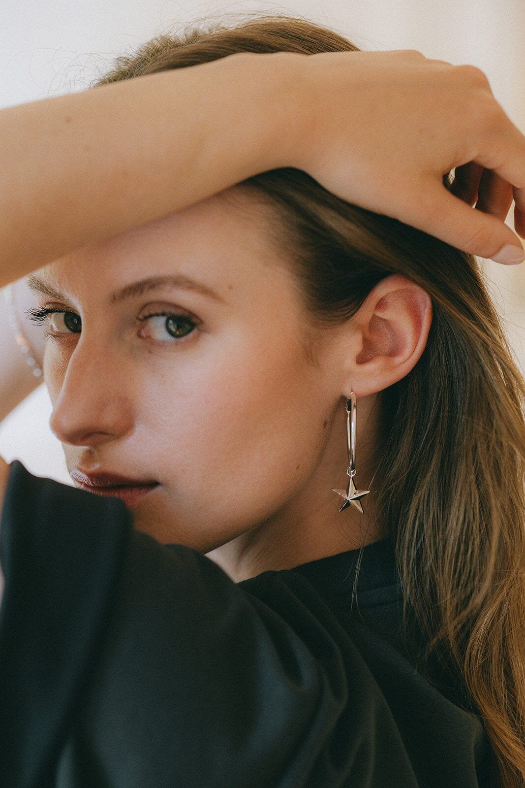 Small gold-plated star hoop earrings MONSIEUR SIMONE Golden