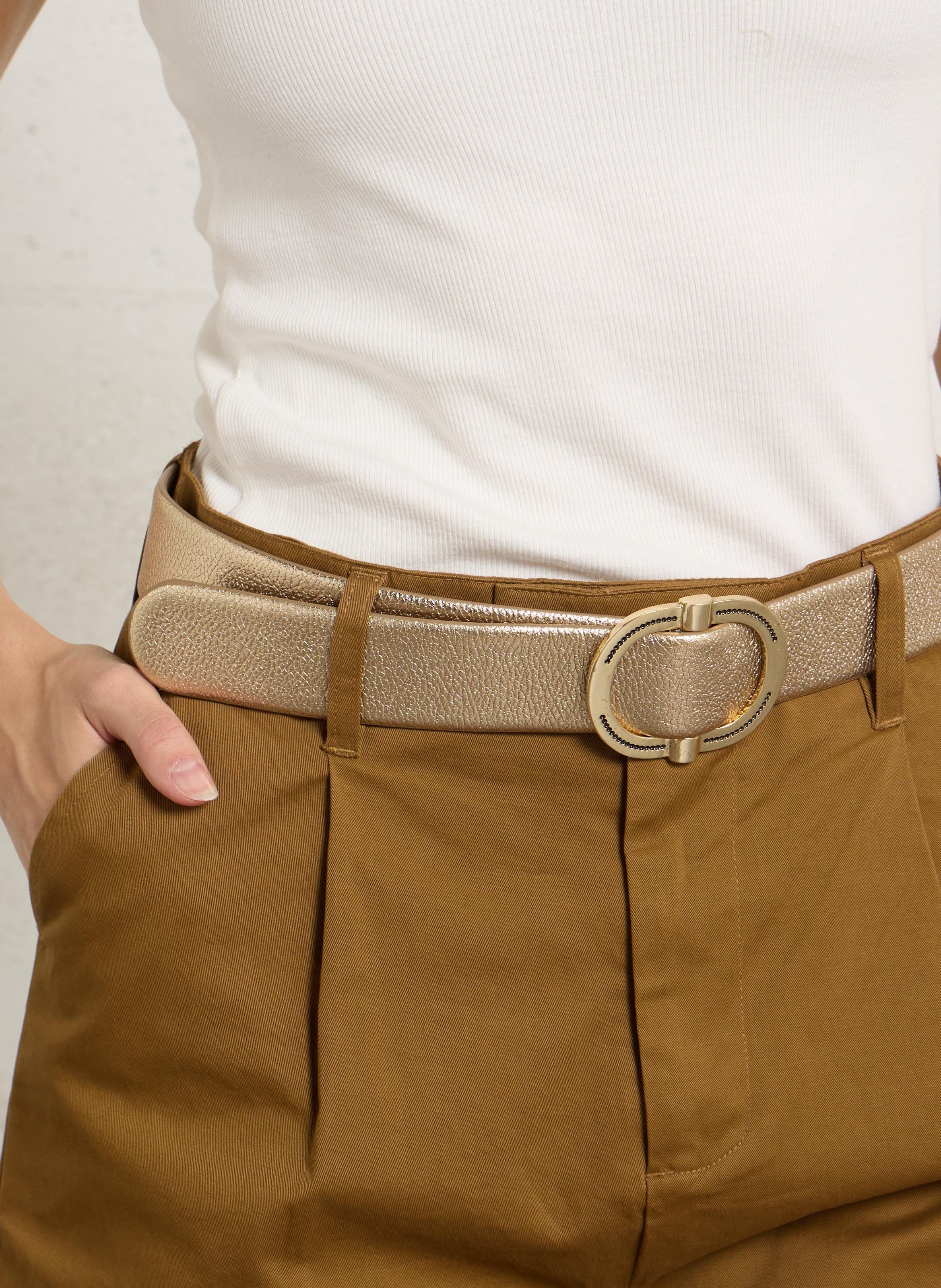 Plain leather belt with buckle MAISON 123 Golden