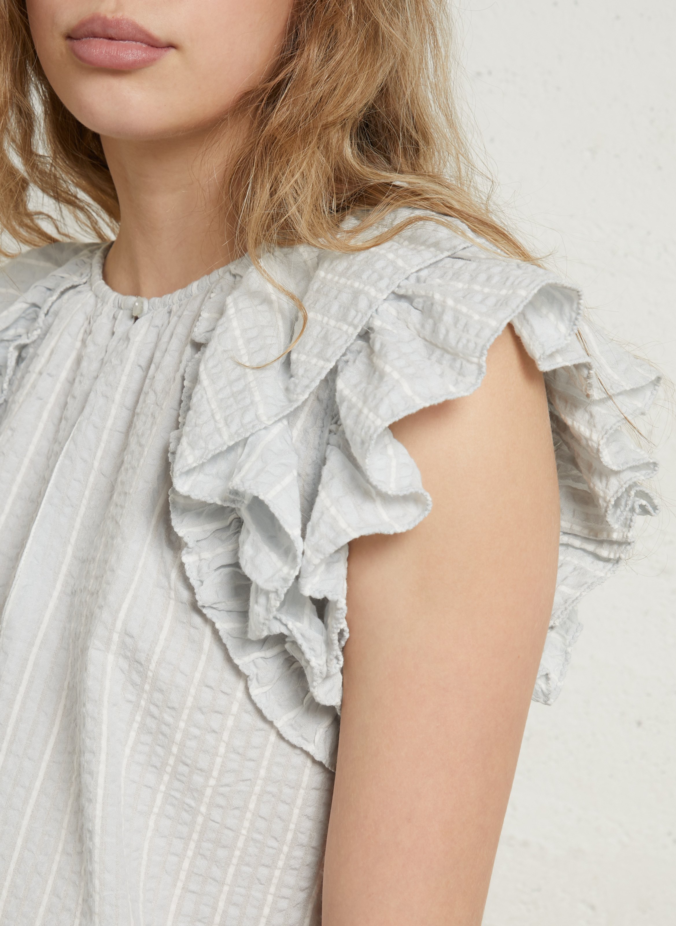 Loose-fit round-neck cotton top BELLEPIECE Blue