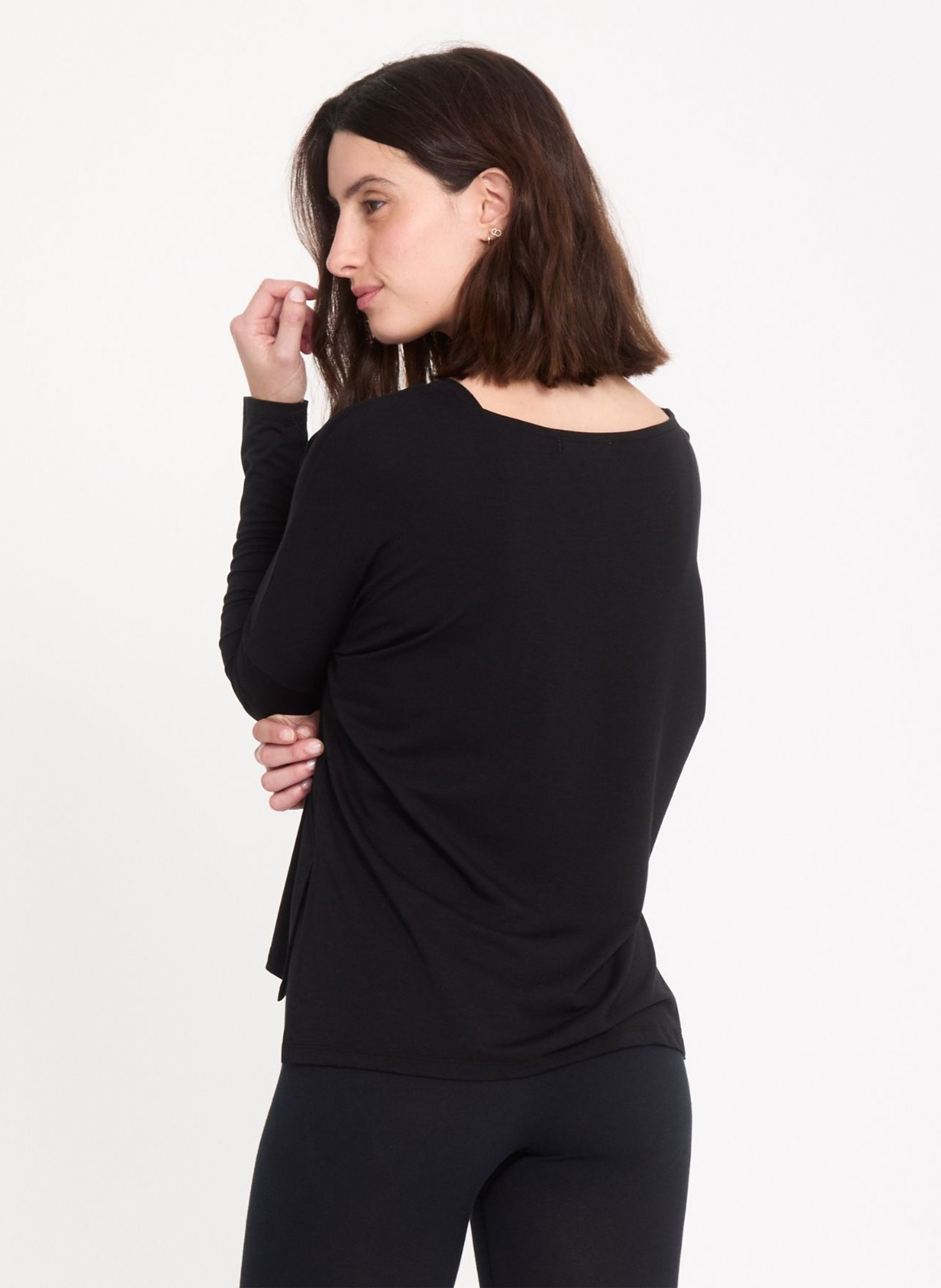 Gerade geschnittenes T-Shirt aus Baumwoll-Mix YOGA SEARCHER Schwarz