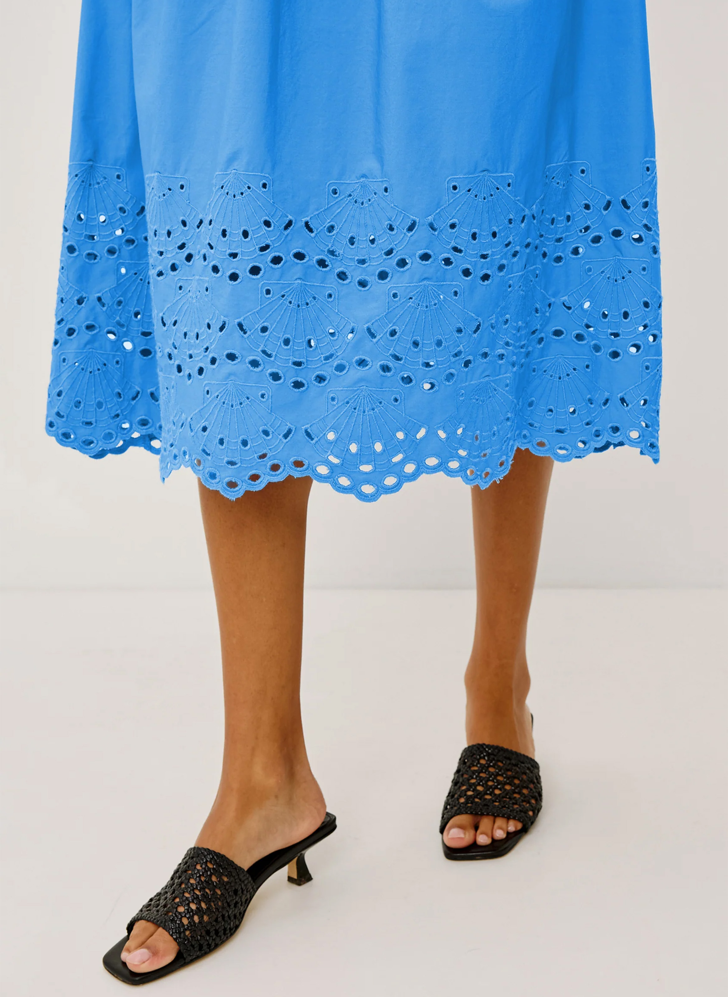 Halflange, katoenen jurk met V-hals RAILS Blauw