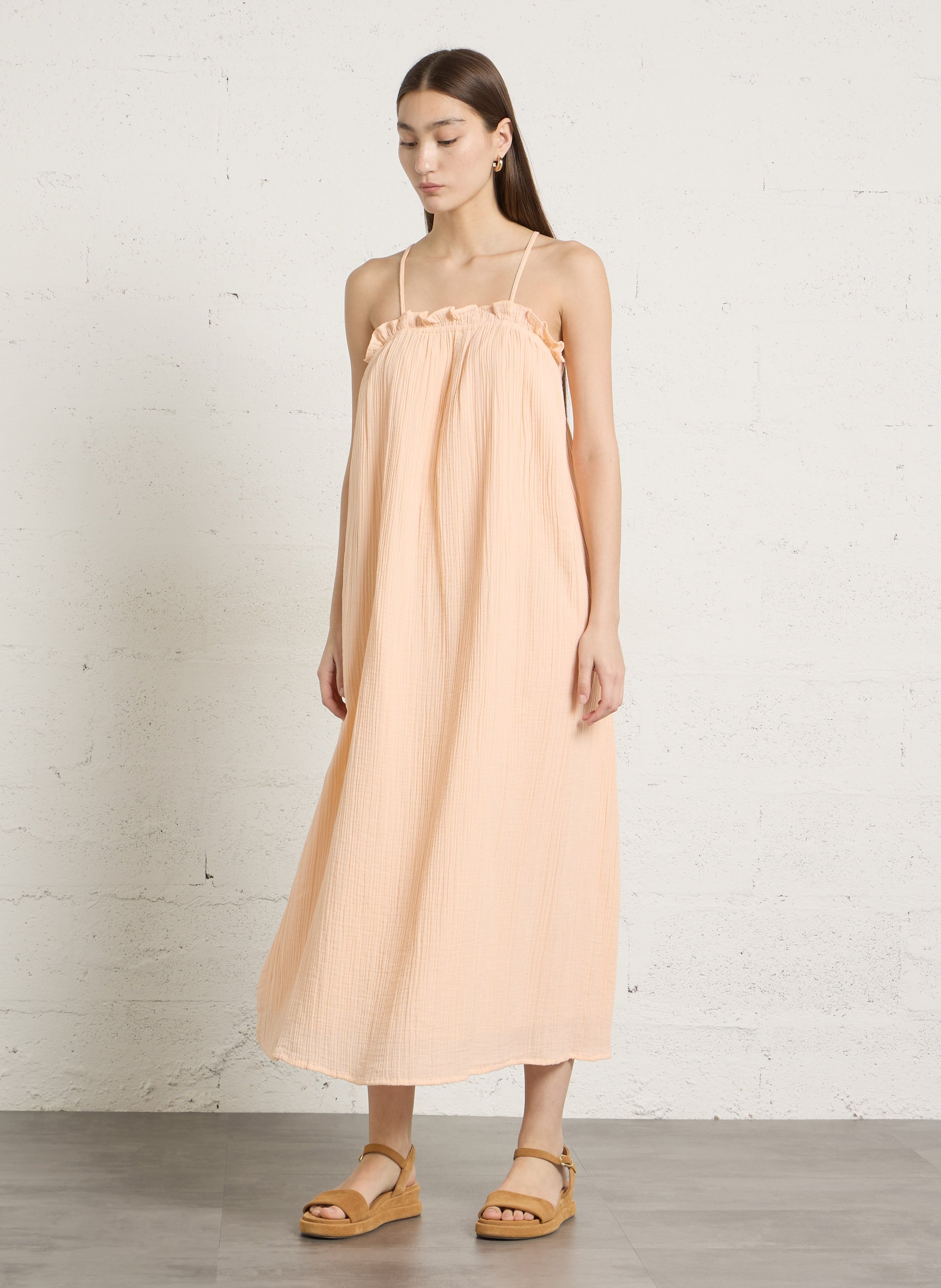 Robe midi en coton DES PETITS HAUTS Orange