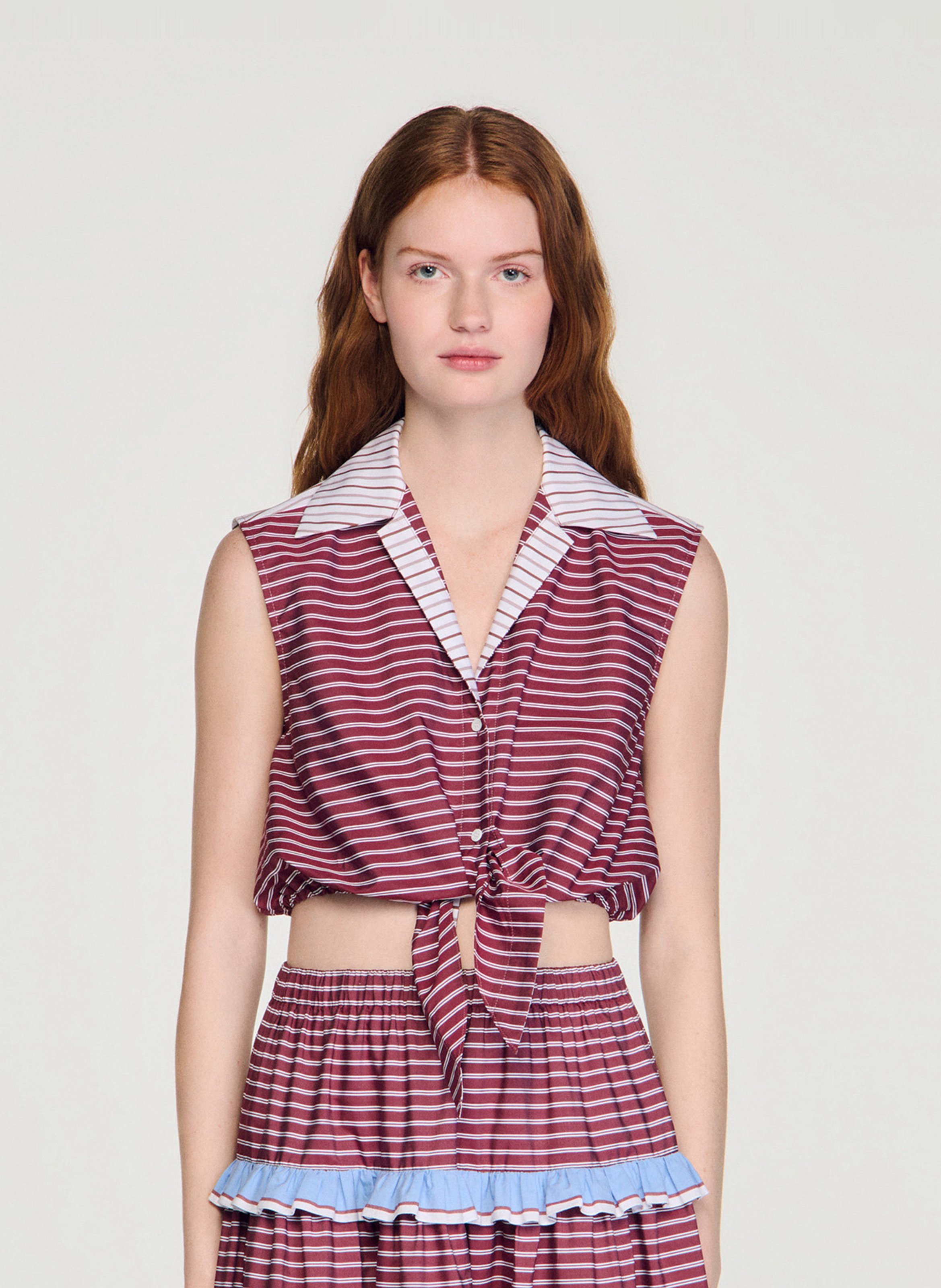 Blouse met klassieke kraag SANDRO Rood