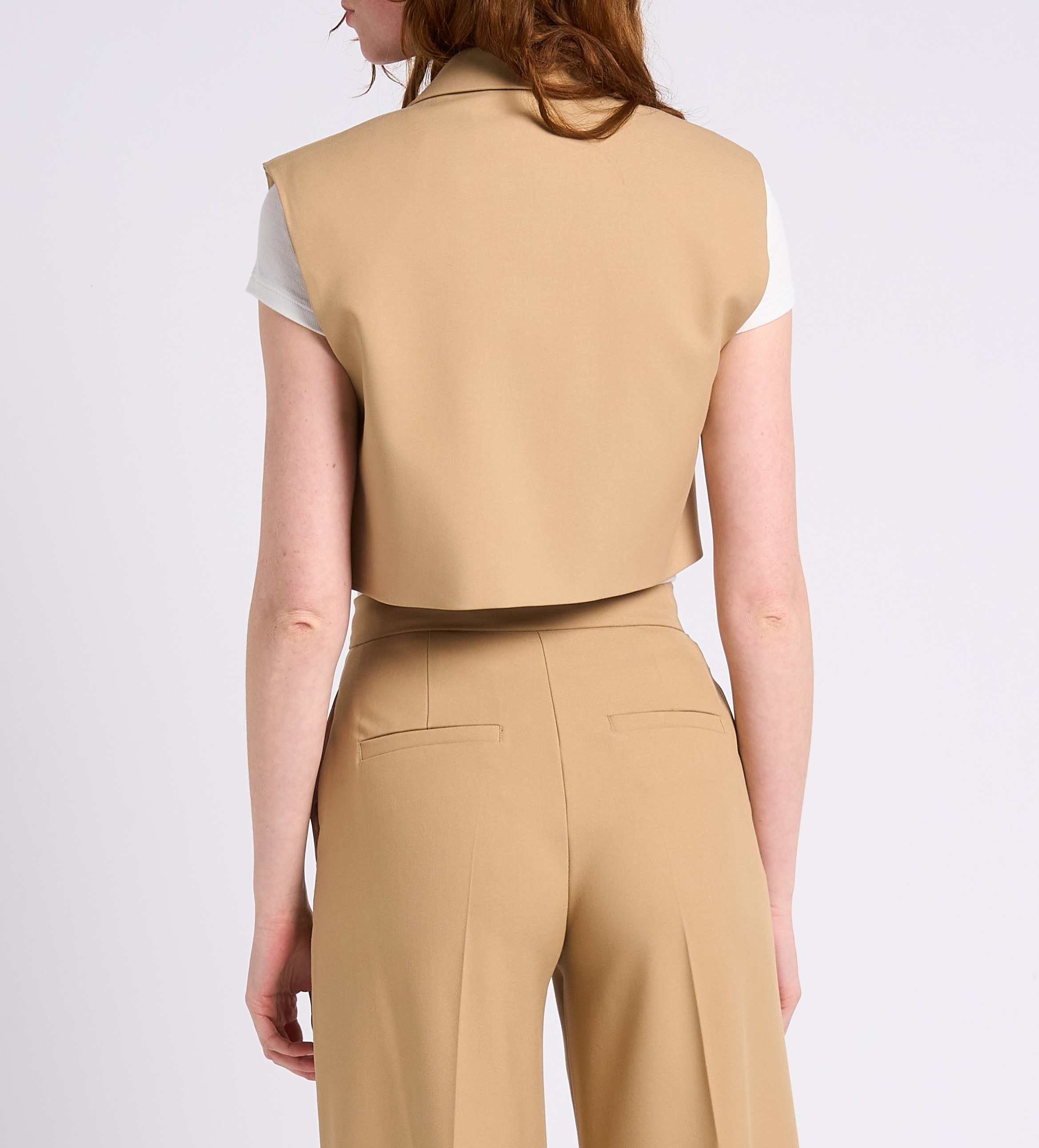 Cropped straight jacket with classic collar MAX&Co. Beige