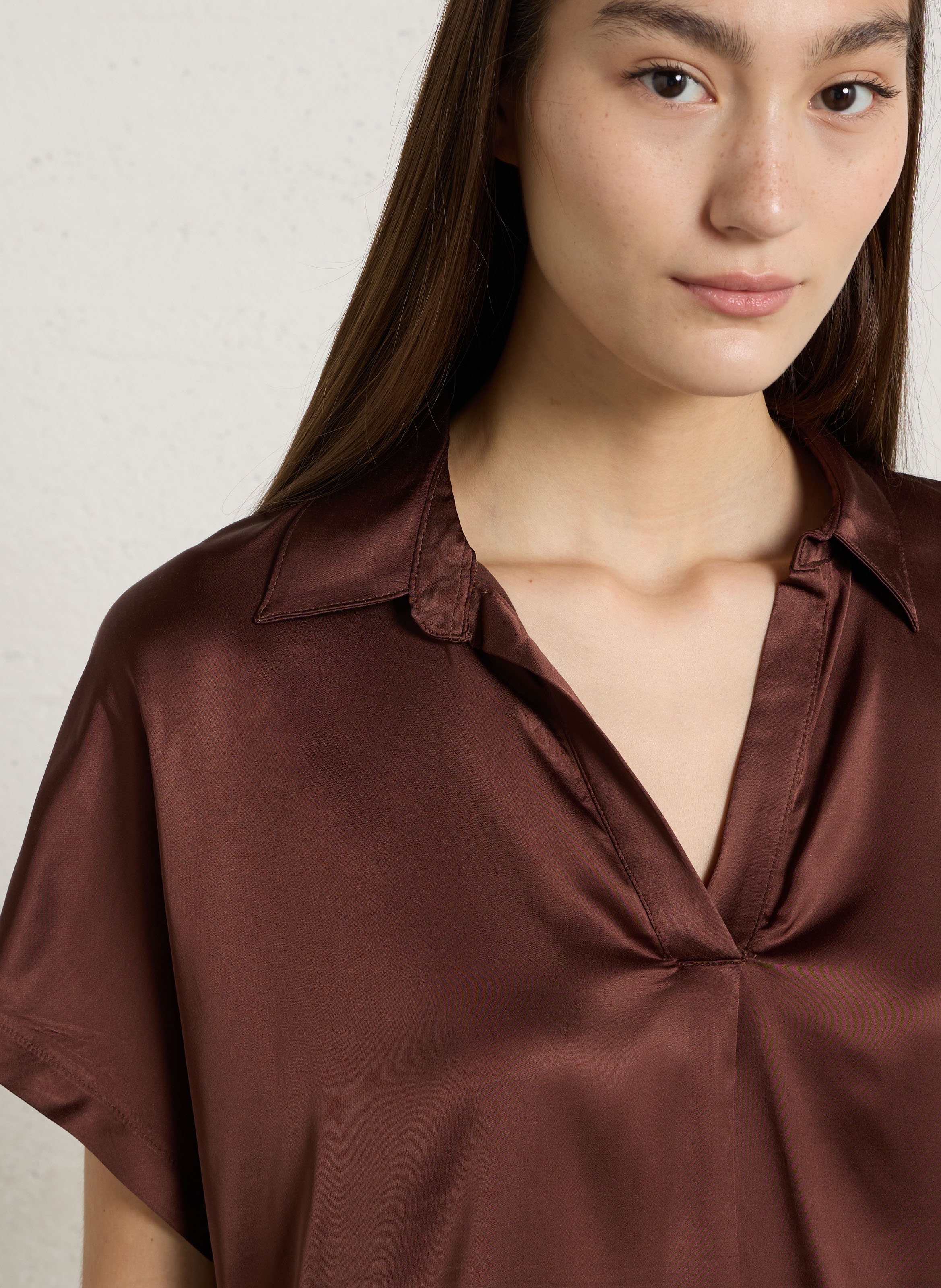 Blouse col classique satiné SUD EXPRESS Marron