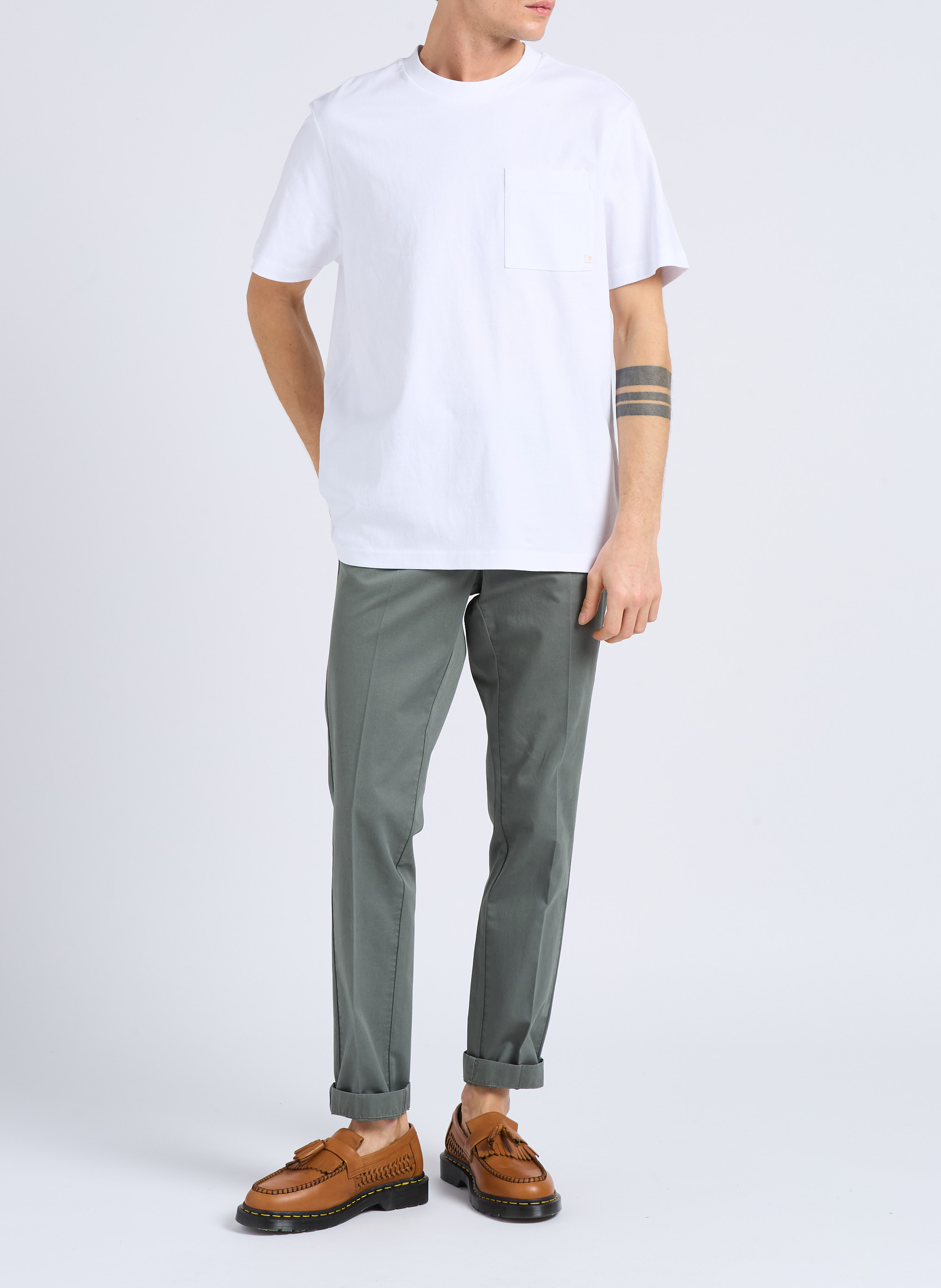 Tee-shirt col rond en coton bio  FARAH Blanc