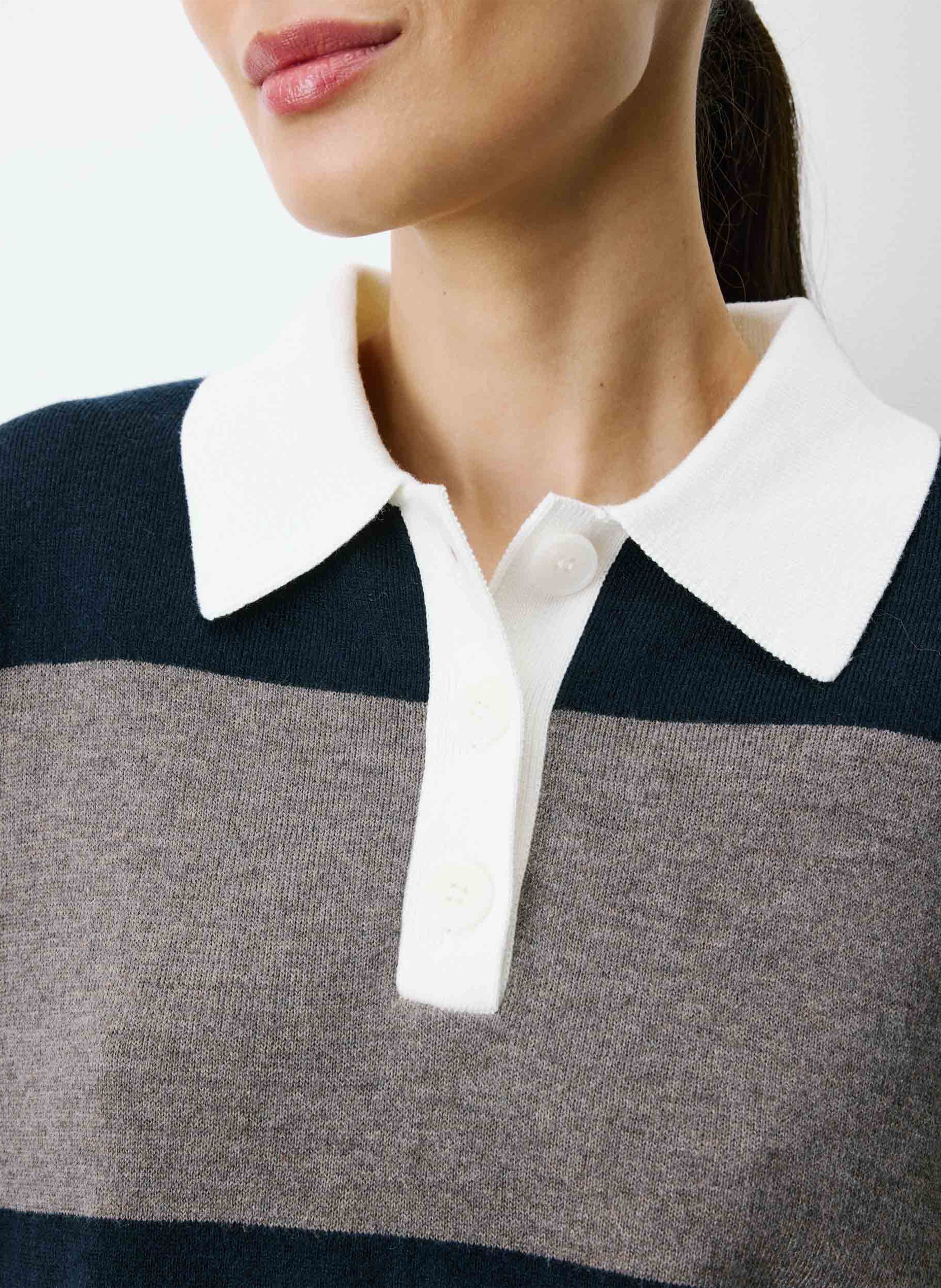 Oversized striped knit polo GRACE ET MILA Blue