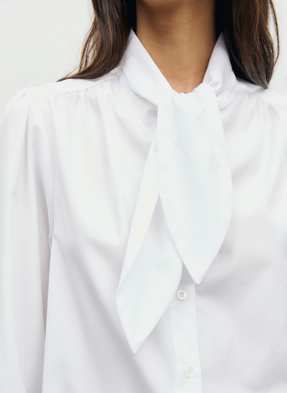 Straight cotton shirt with tie collar GERARD DAREL White