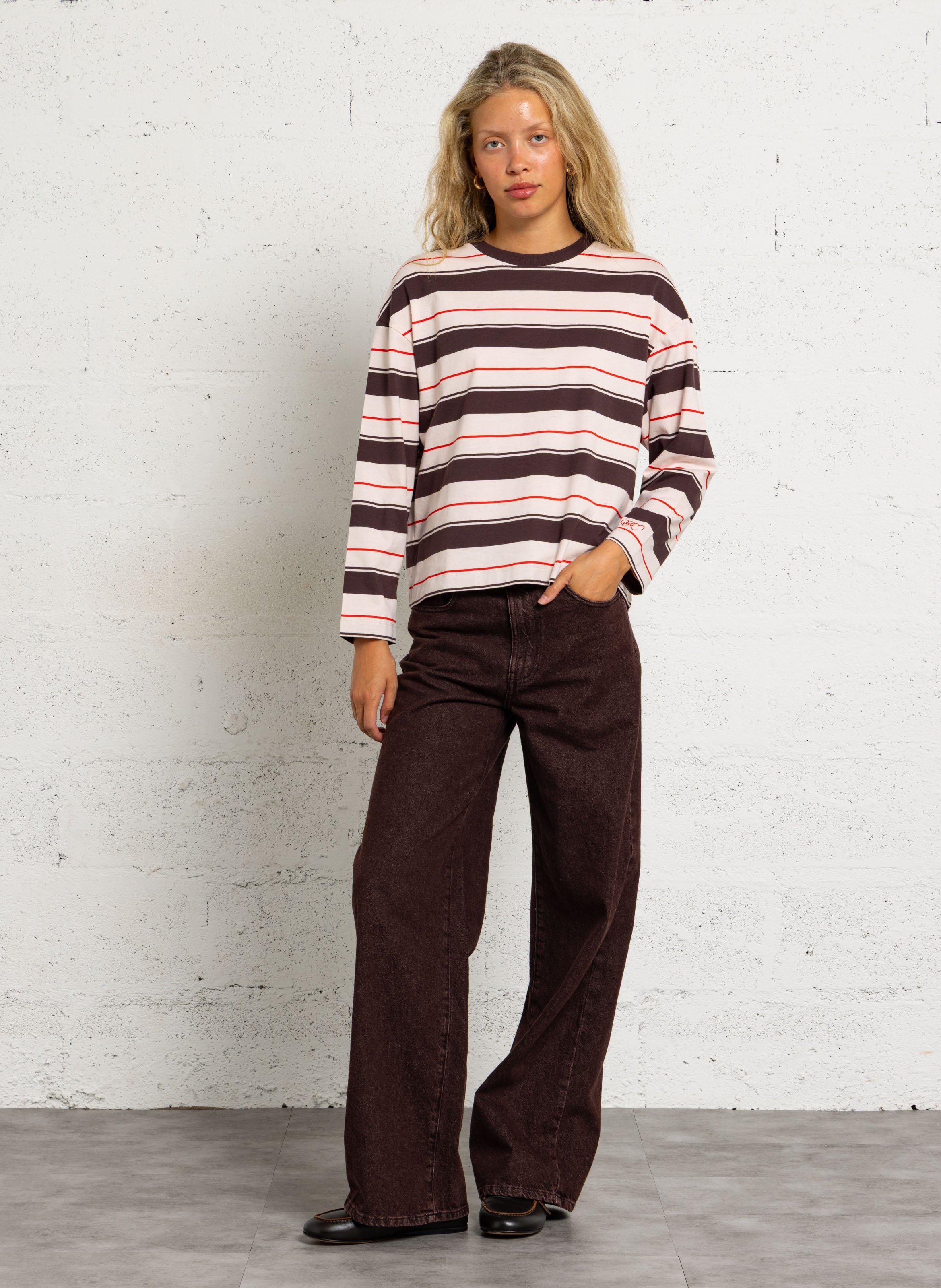 Oversized T-shirt met ronde hals in gestreept katoen. DES PETITS HAUTS Veelkleurig