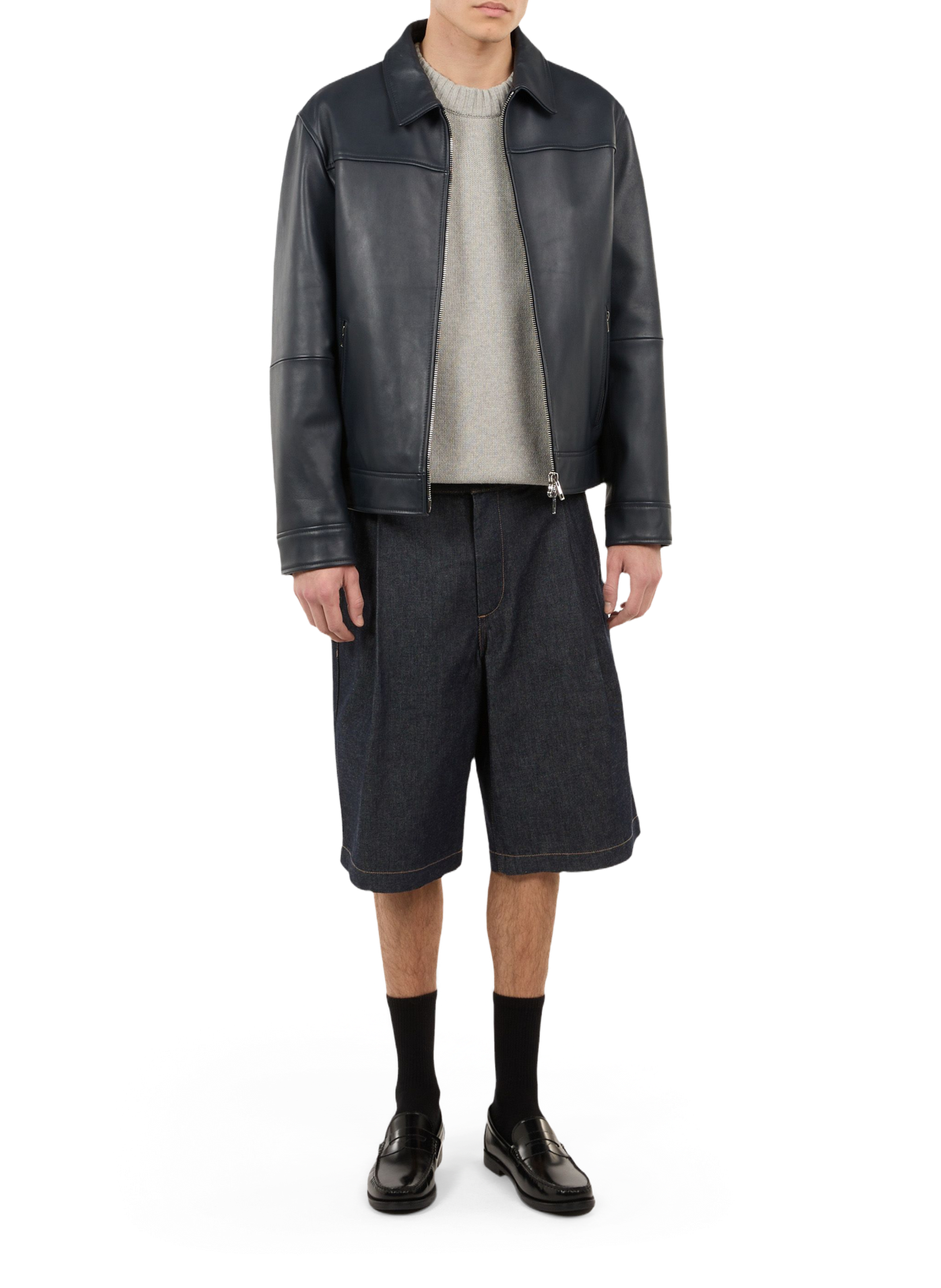 Lambskin leather fool jacket SAISON 1865 Blue