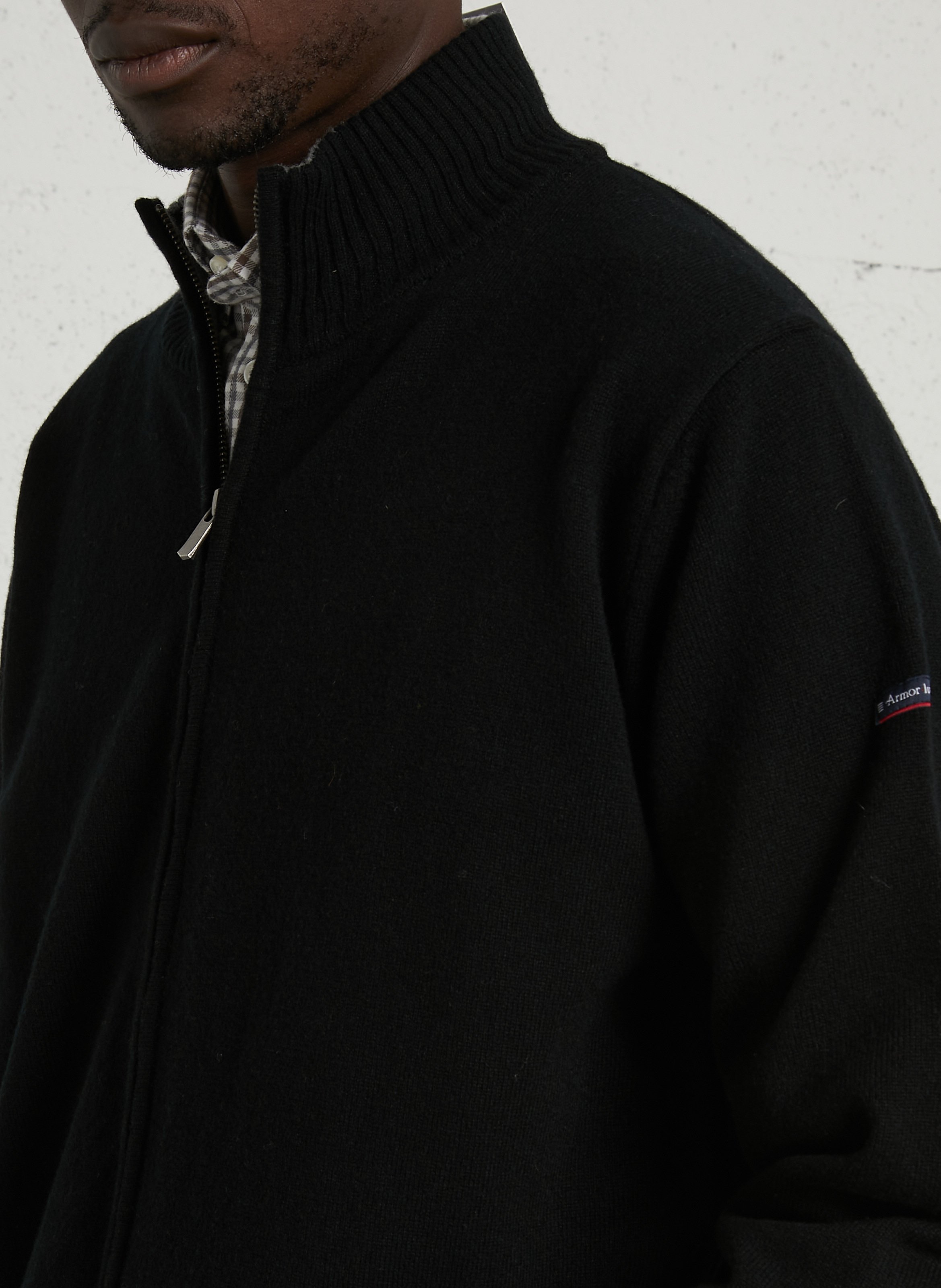 Gilet droit col montant en laine ARMOR LUX Noir