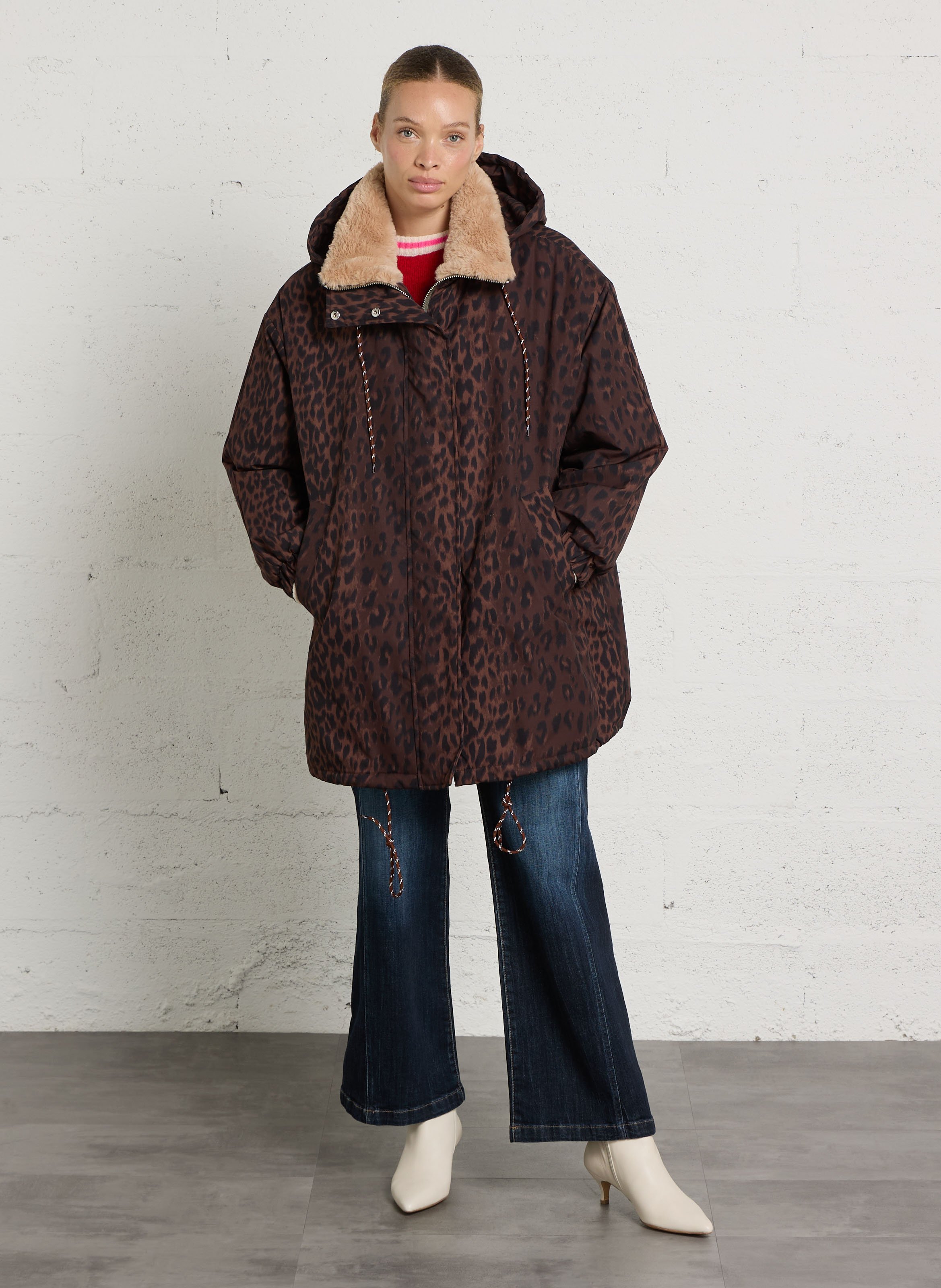 Oversized high neck printed puffer coat BELLEROSE Multicolored